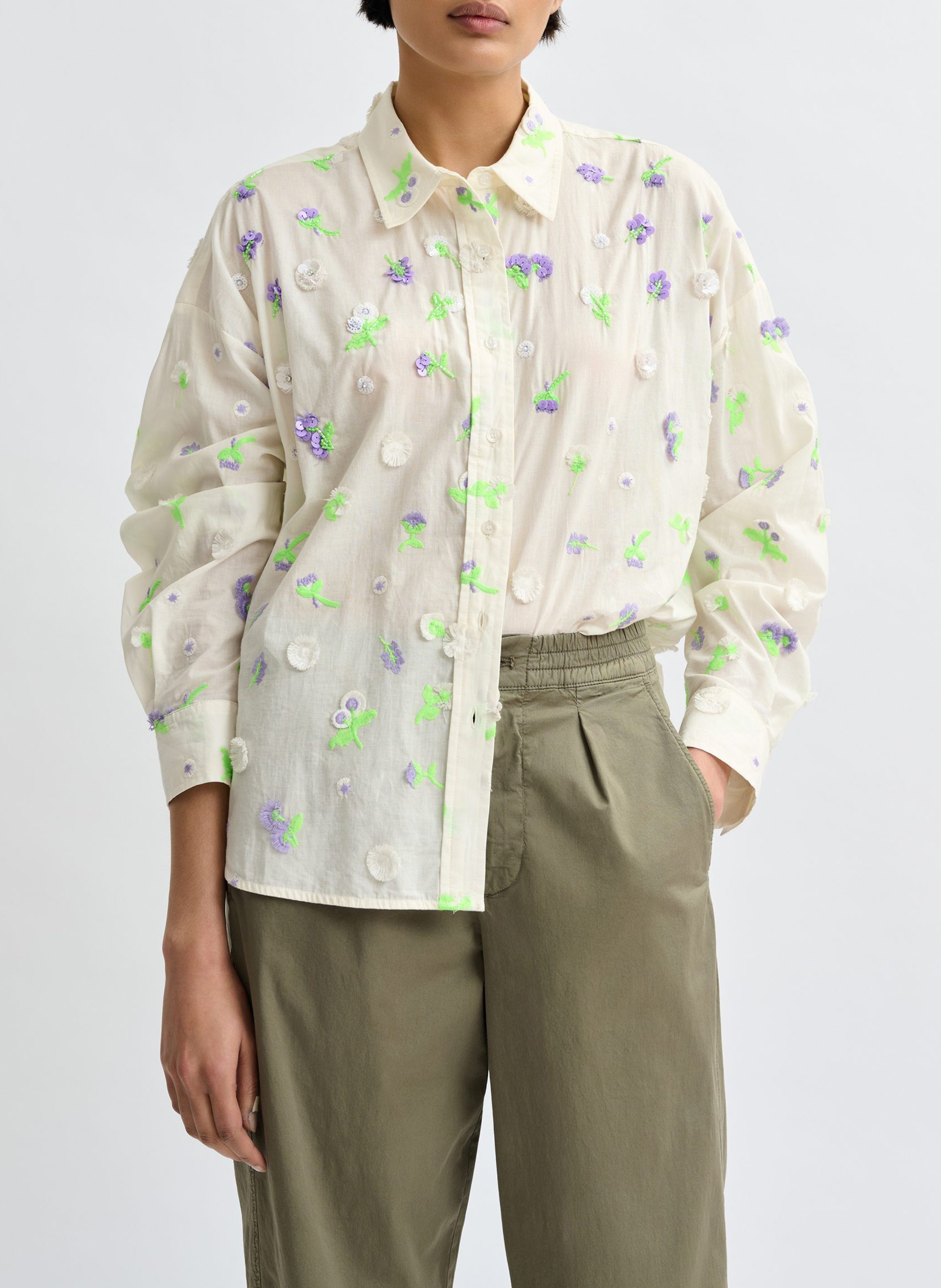 Embroidered cotton shirt  ESSENTIEL ANTWERP White