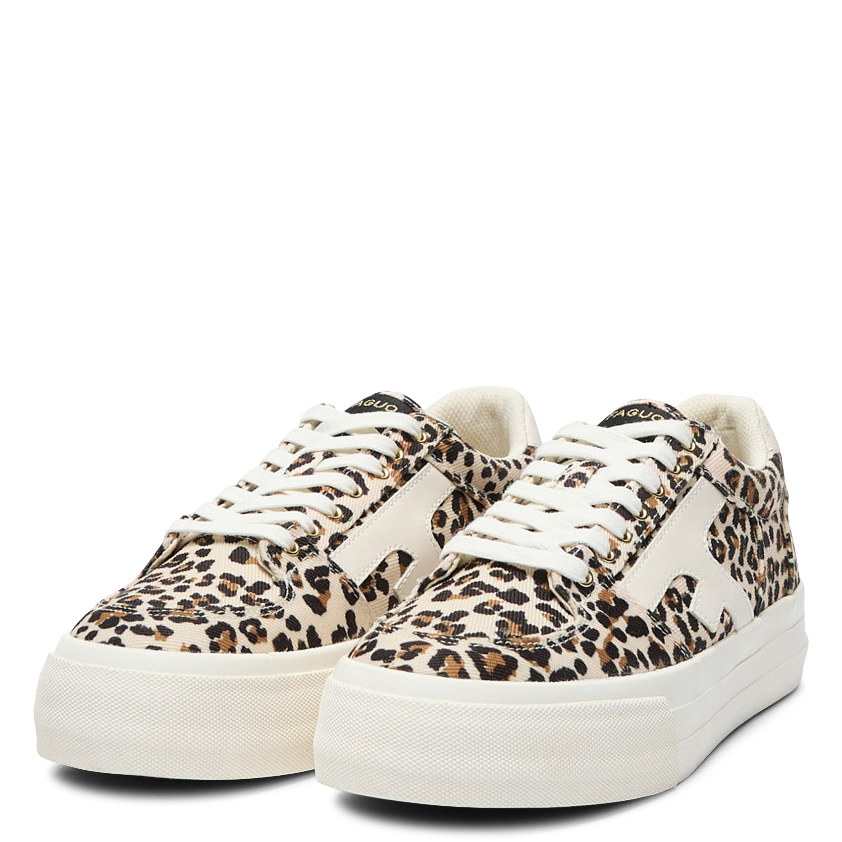 Leopard print canvas wedge sneakers FAGUO Beige