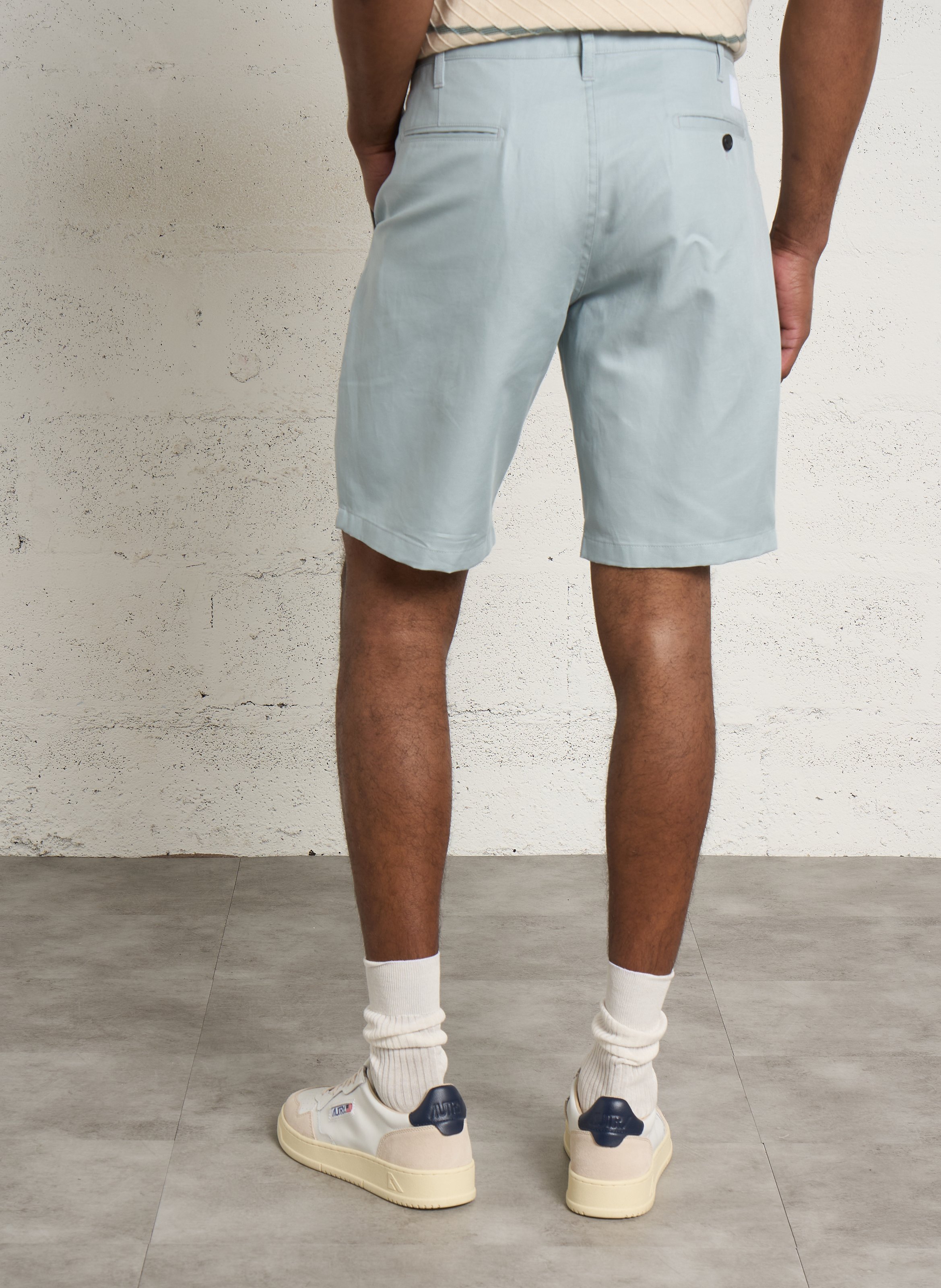 Short droit en coton et lin mélangé PAUL SMITH Bleu