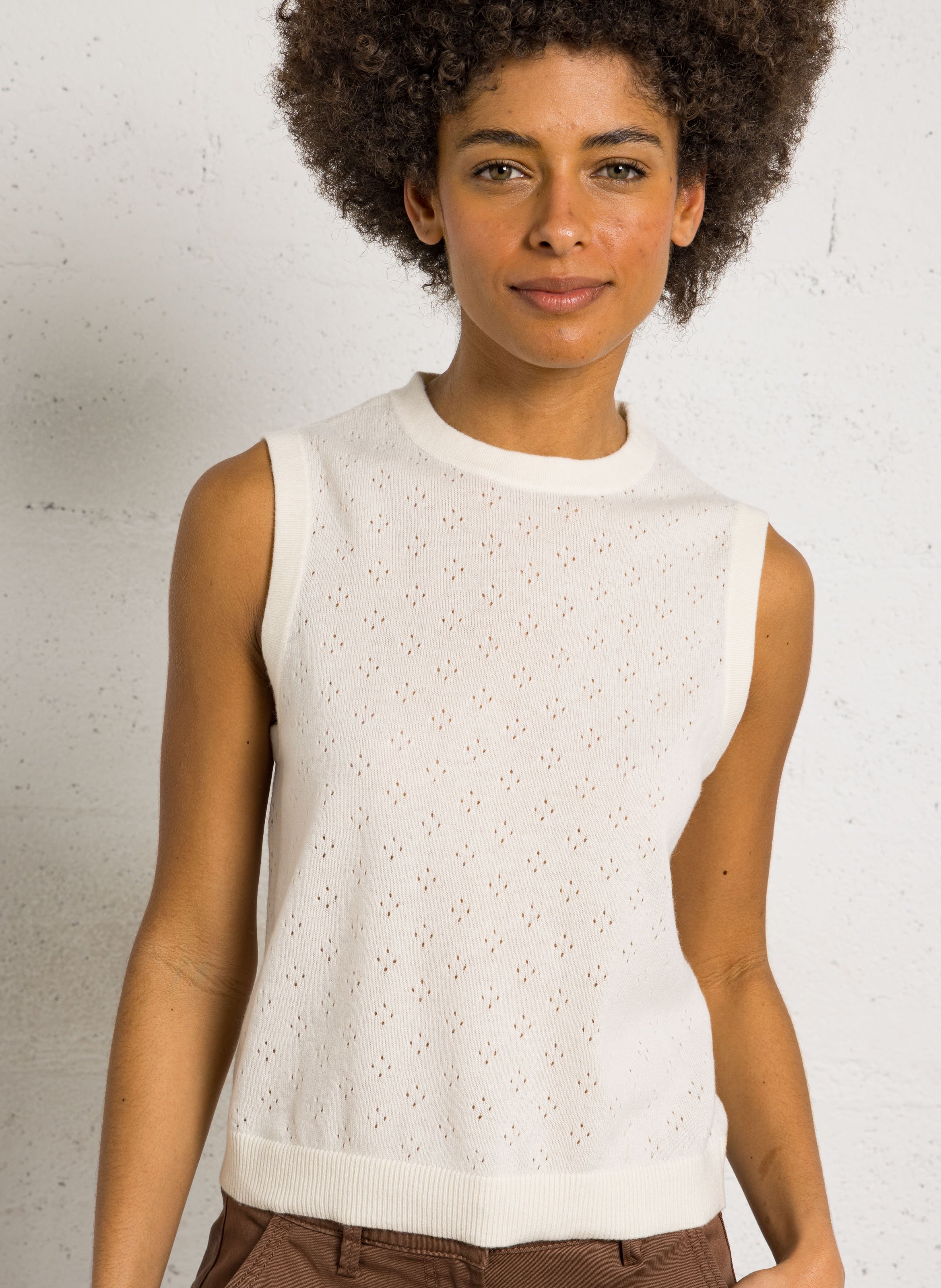 Pull droit col rond en laine et cachemire PETITE MENDIGOTE Beige