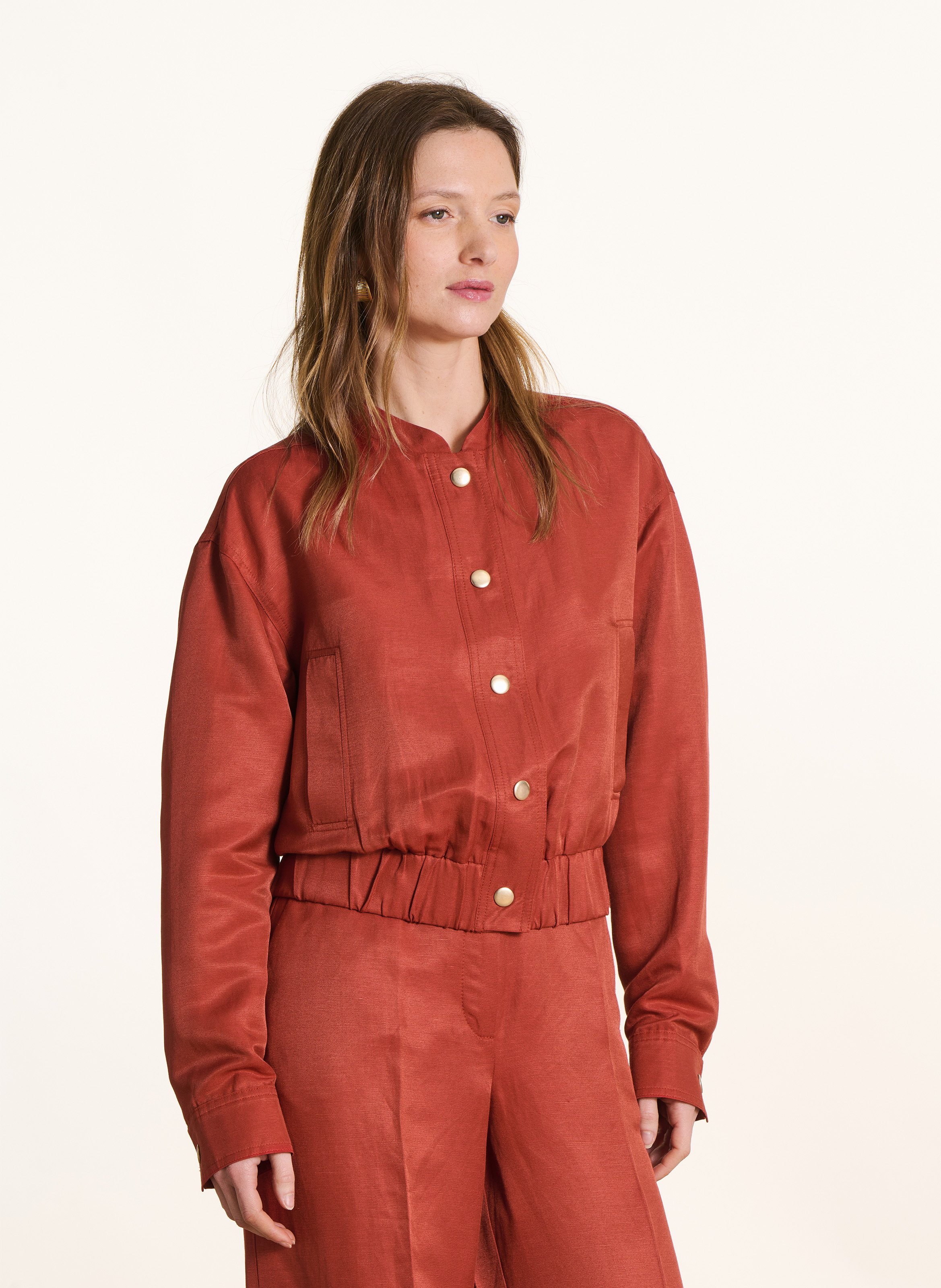 Jasje met klassieke kraag - linnenblend LA FEE MARABOUTEE Oranje