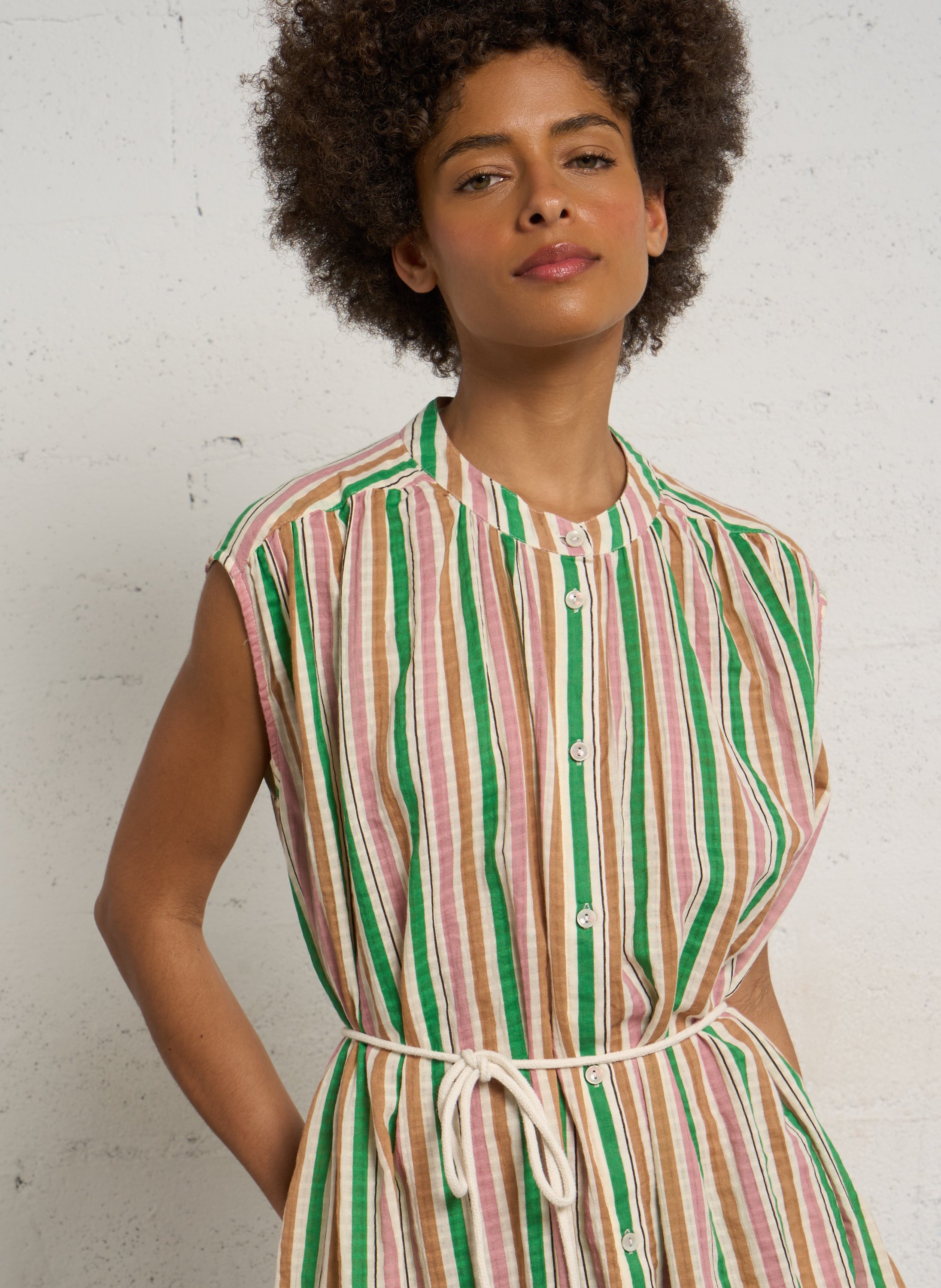 Long loose-fit organic cotton dress LEON & HARPER Multicolored