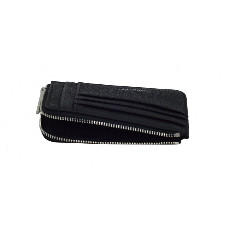 - 100% leather, - 6 cardholder slots, - 1 central compartment, - Size: L10 x H7 cm. POURCHET Black
