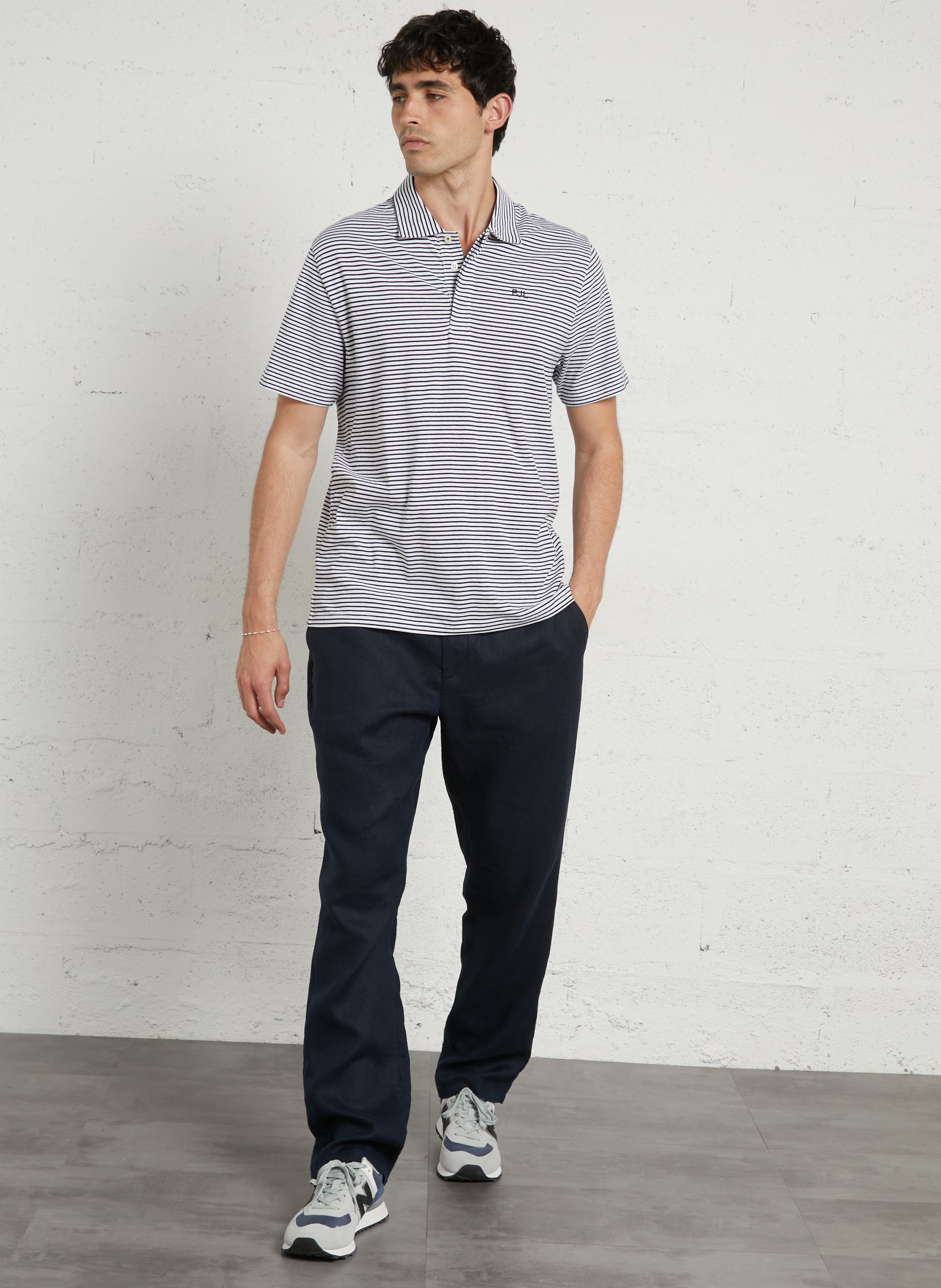 Polo regular-fit rayé en coton mélangé PEPE JEANS Blanc