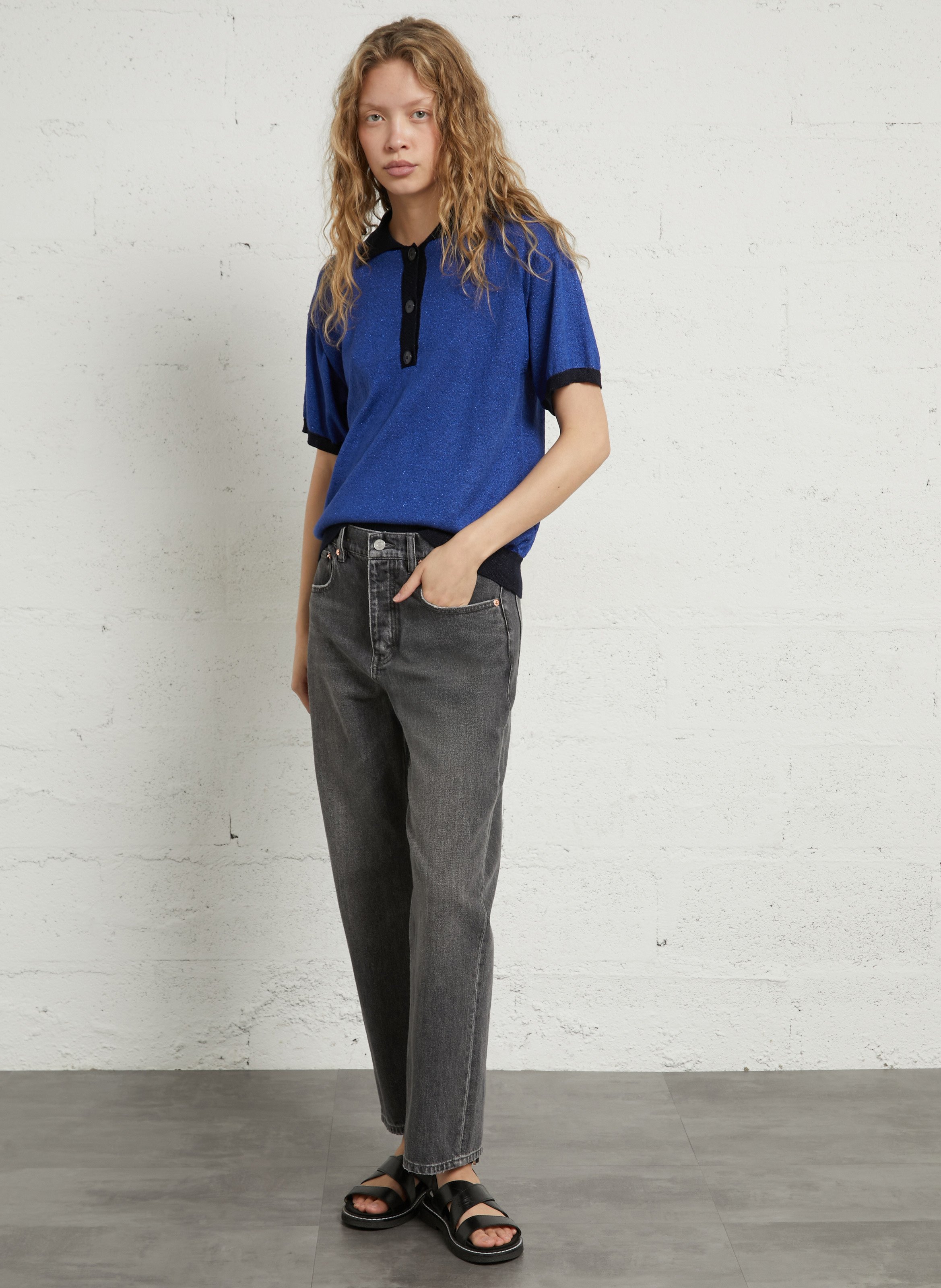 Jean droit en coton LAB DIP Gris