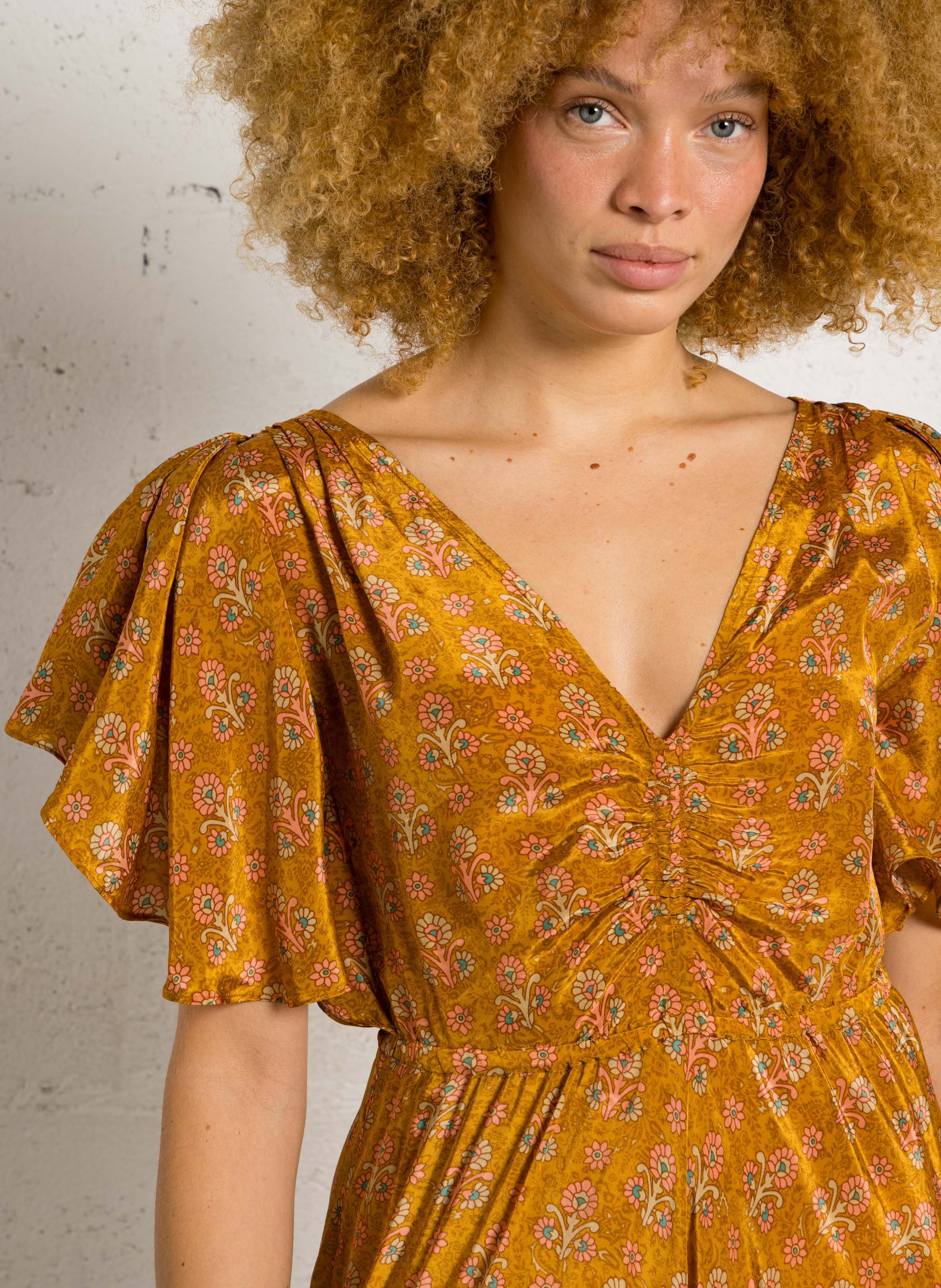 Lange, rechte en soepelvallende jurk Ohio MES DEMOISELLES Oranje