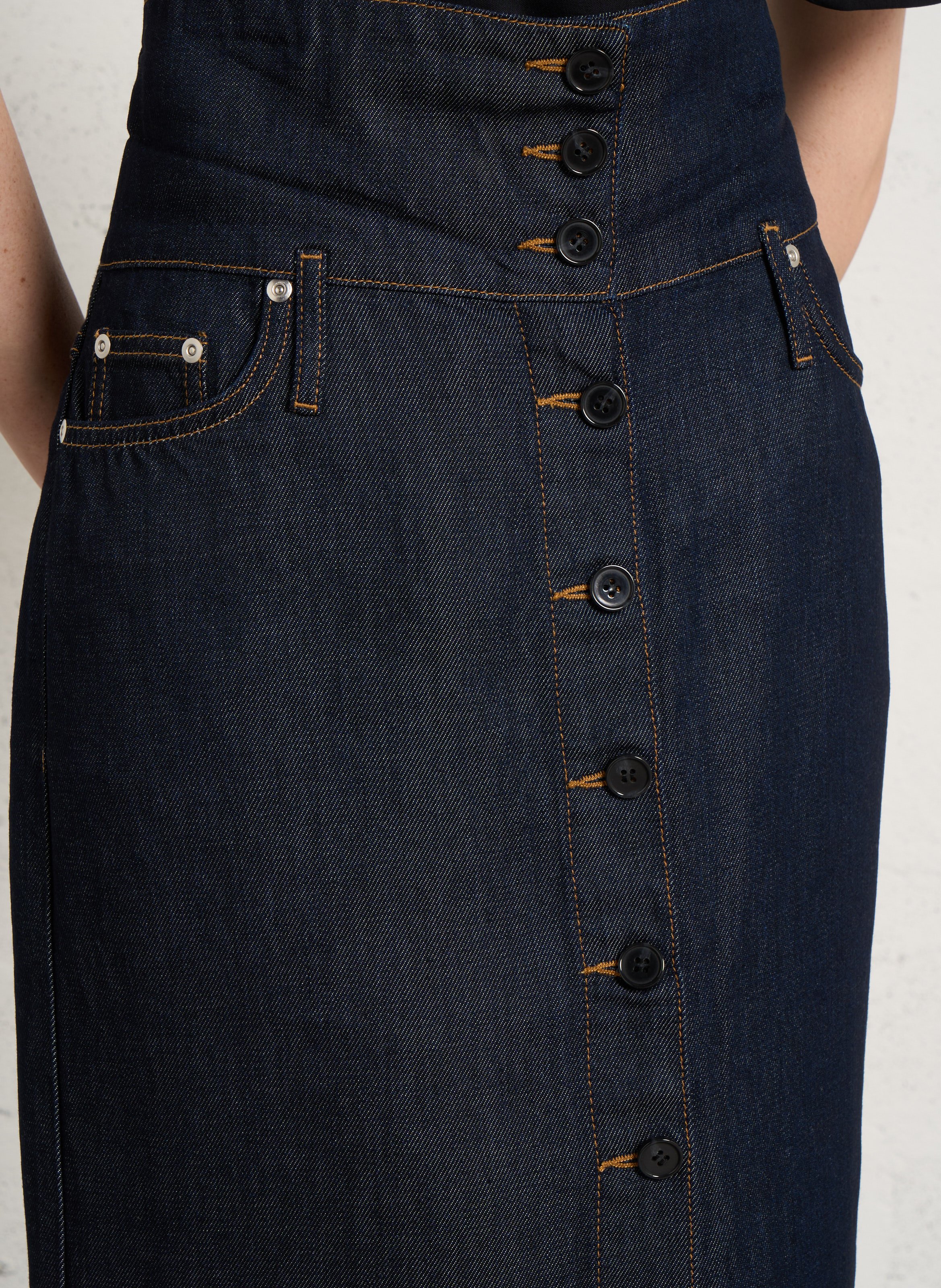 Jupe midi en denim IRO Bleu