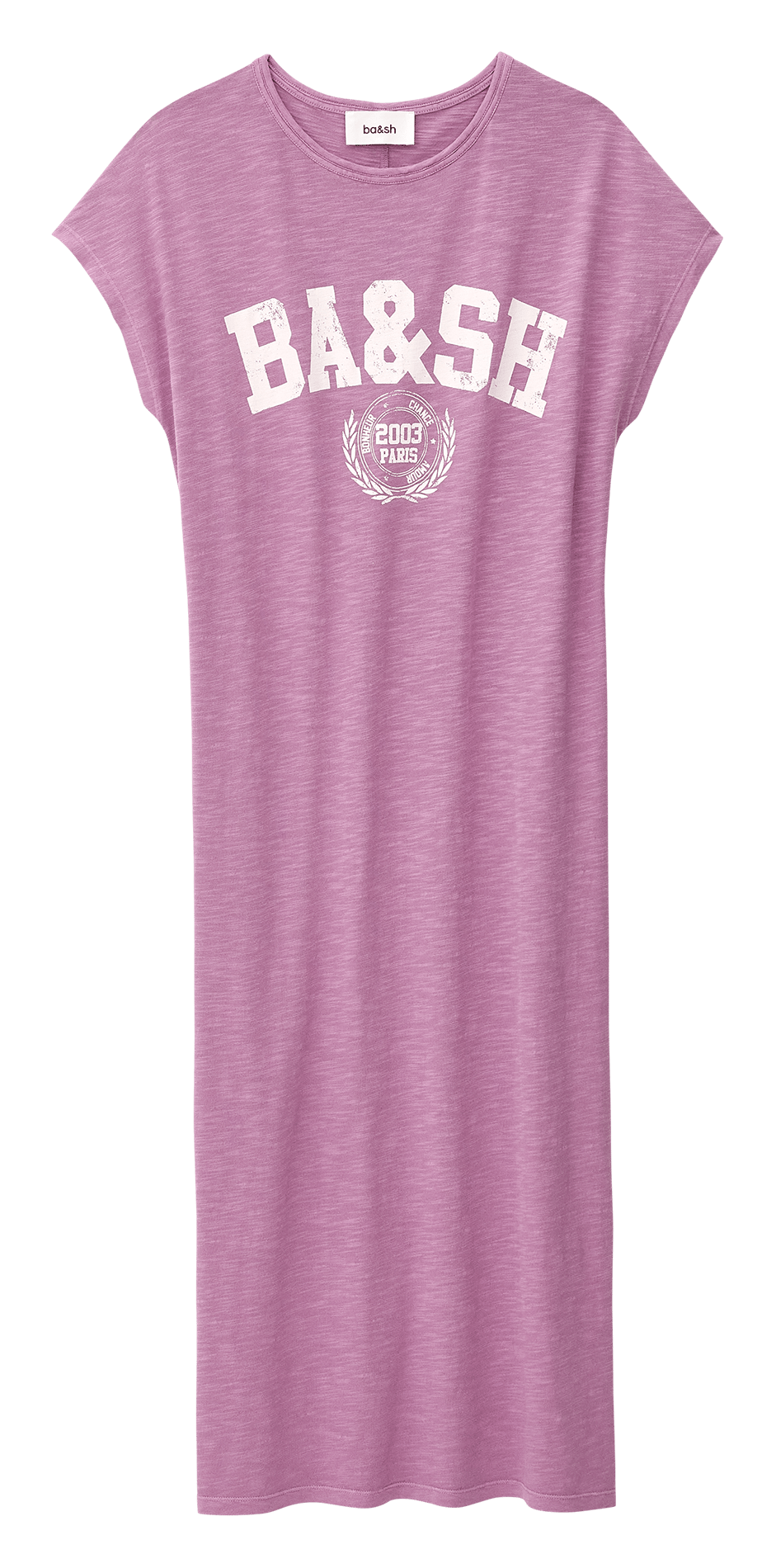 Halflange jurk met print en ronde hals BA&SH Roze