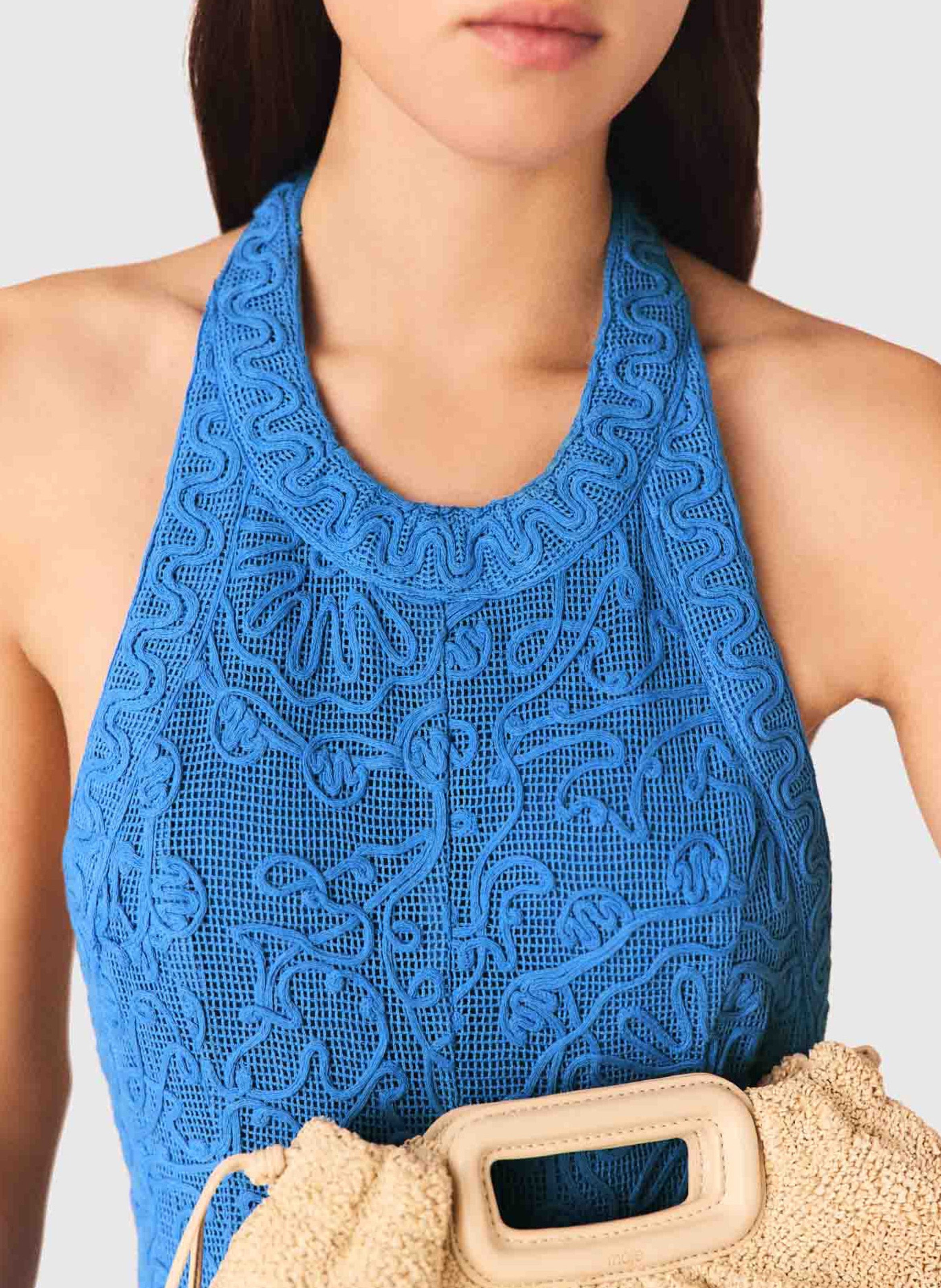 Long cotton dress MAJE Blue