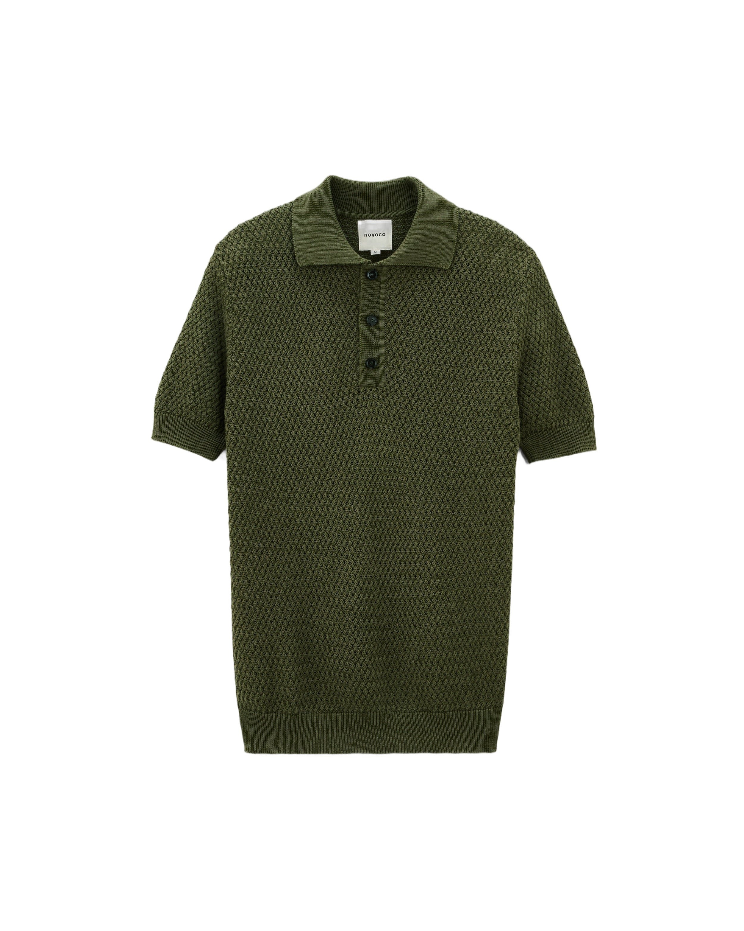 Short-sleeved polo shirt in khaki. Noyoco Green