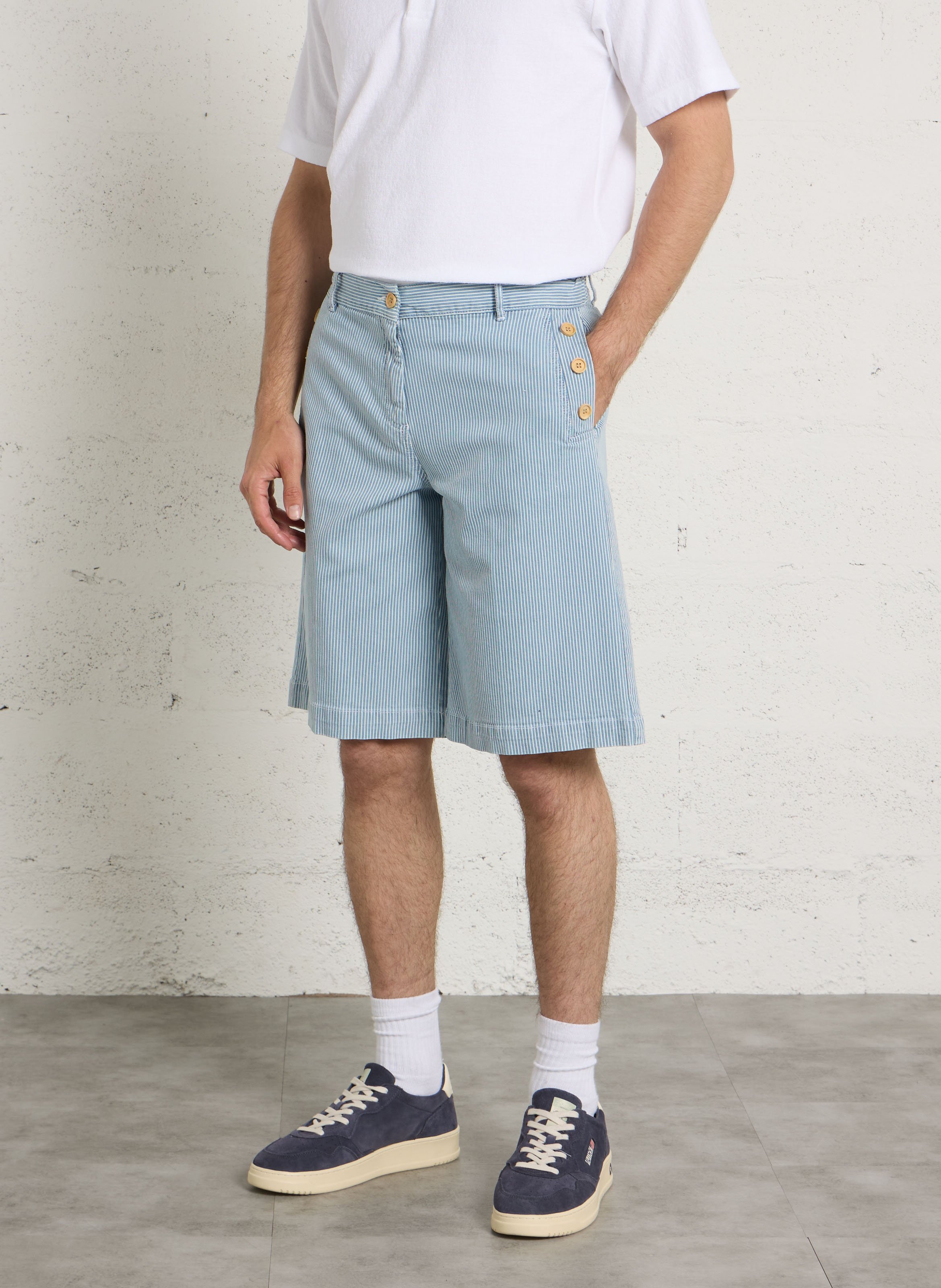 Bermuda droit en coton mélangé ARMOR LUX Bleu