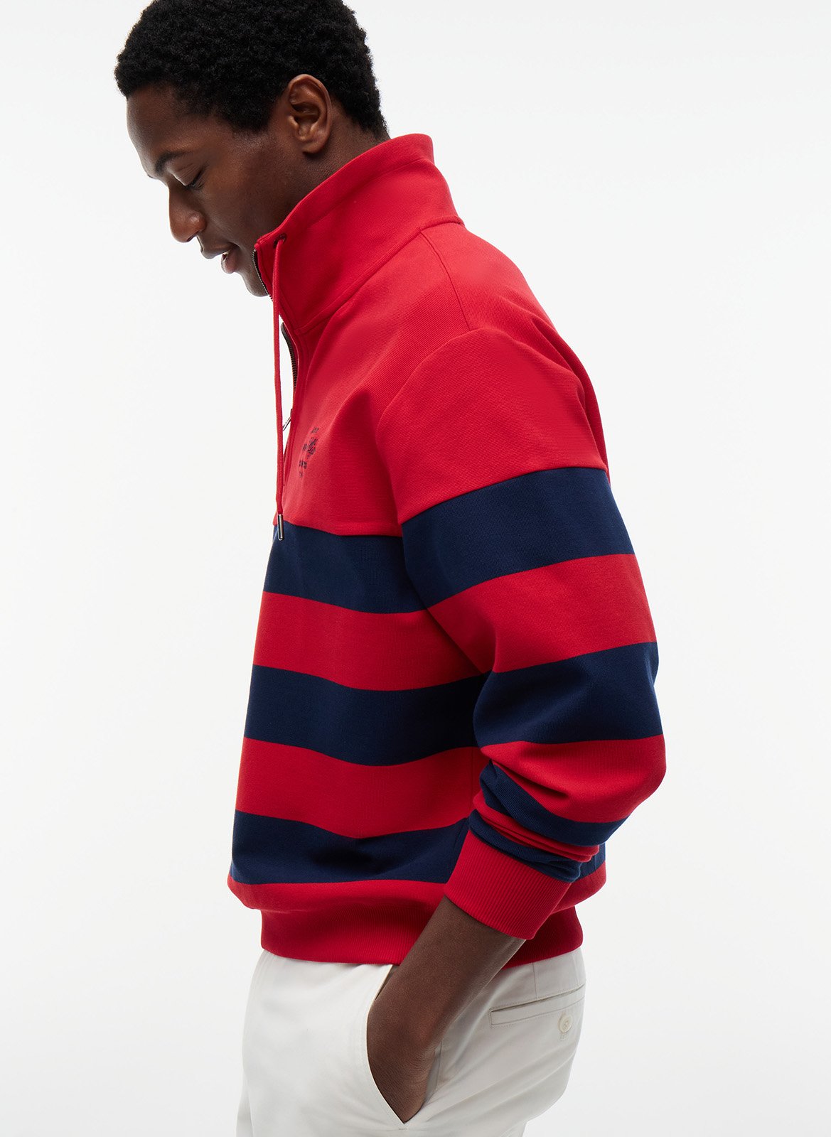 Striped mock neck zip-up sweatshirt TOMMY HILFIGER Red