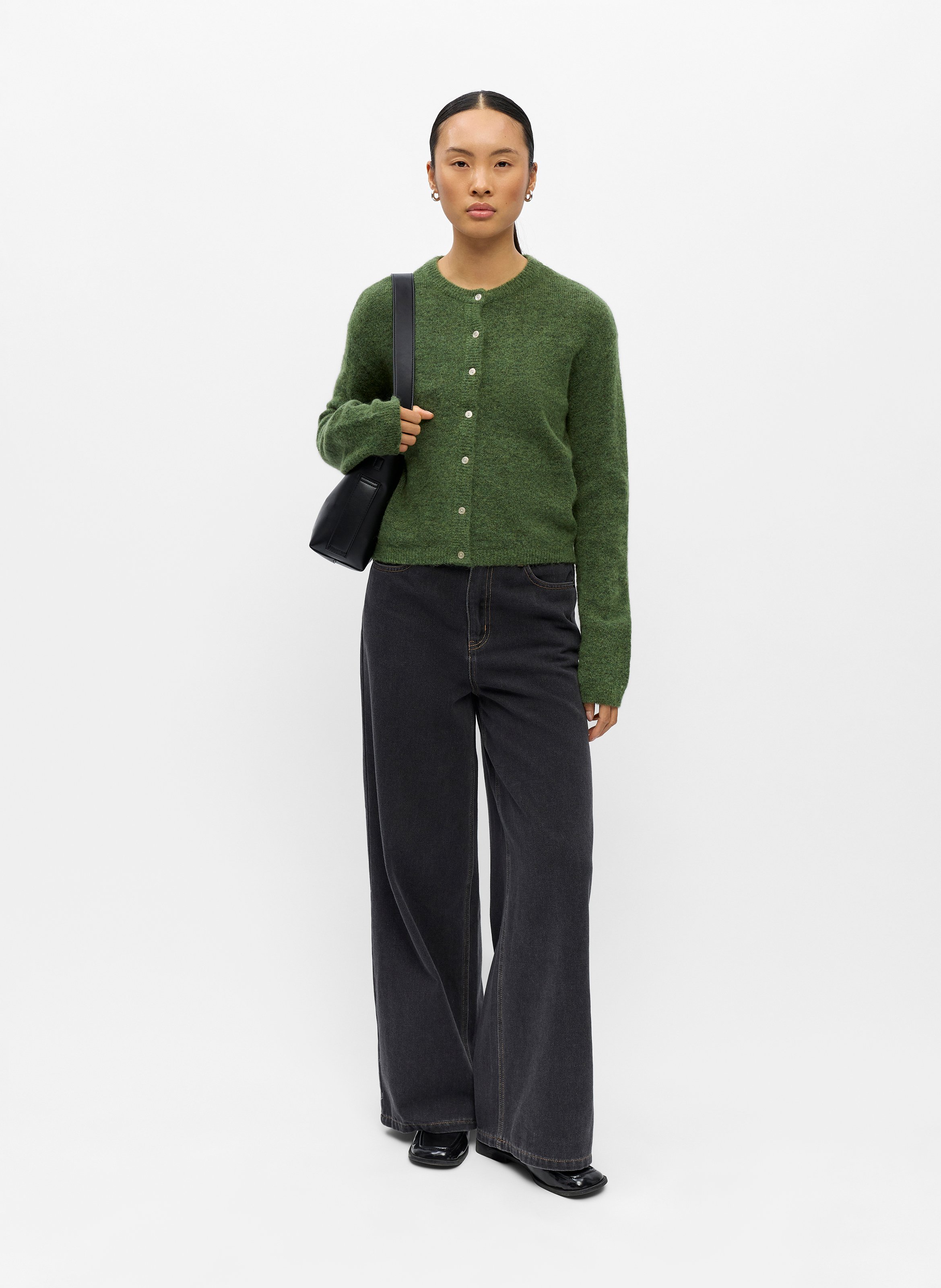 Recht vest met ronde hals | Groen OBJECT Dames