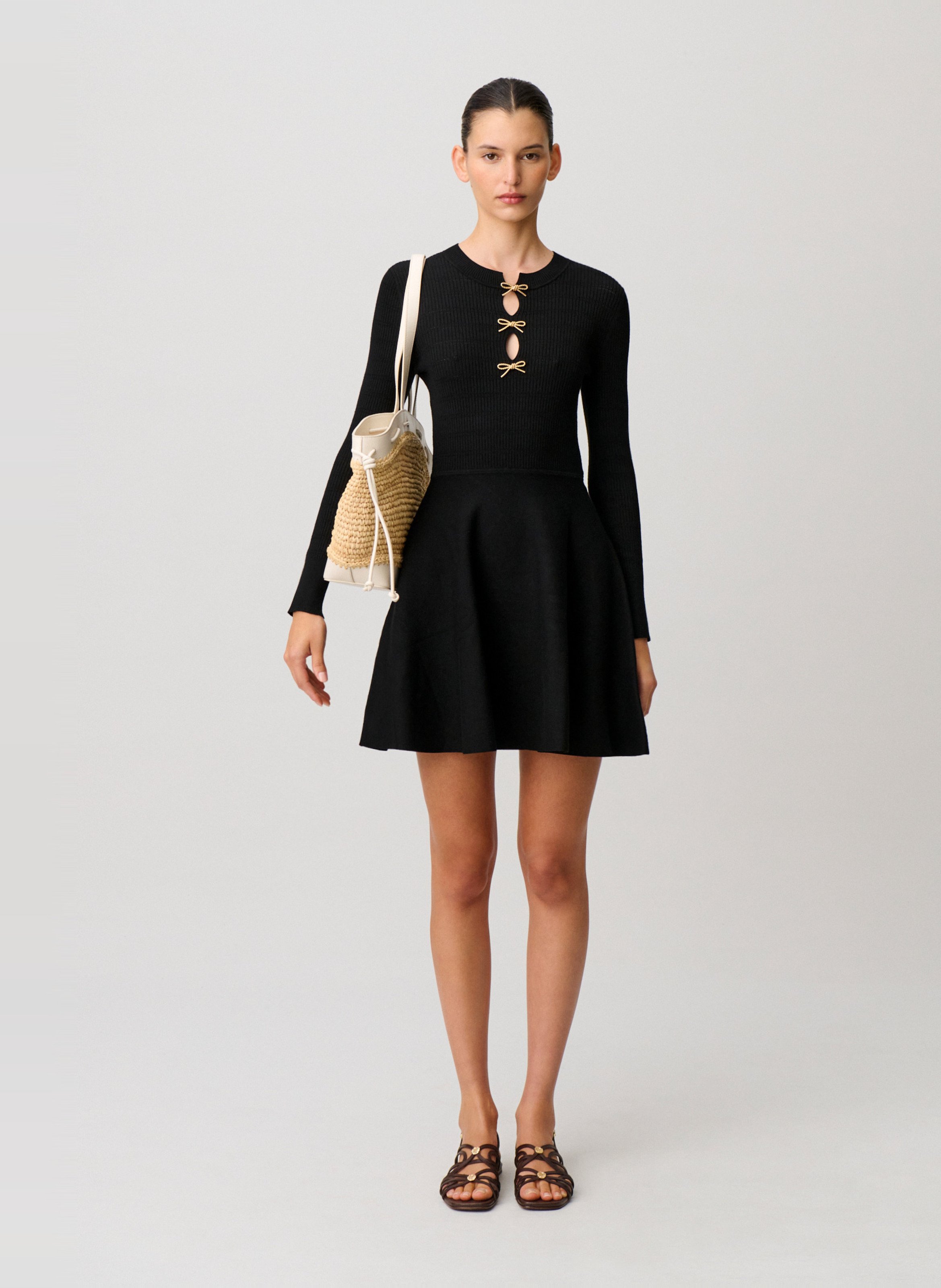 Robe courte cintrée à détails nœuds CLAUDIE PIERLOT Noir