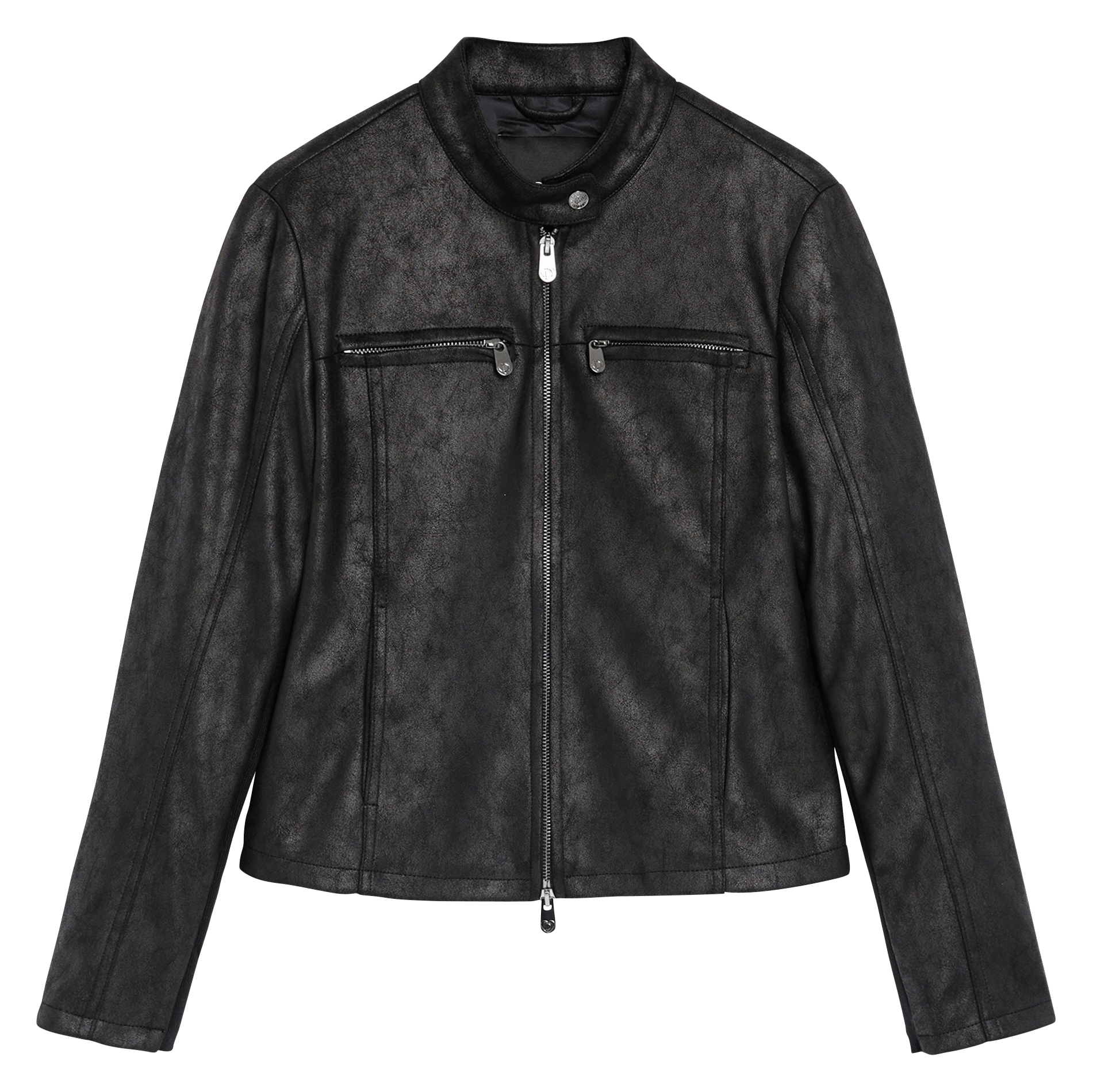 Round neck zip-up solid jacket DESIGUAL Black