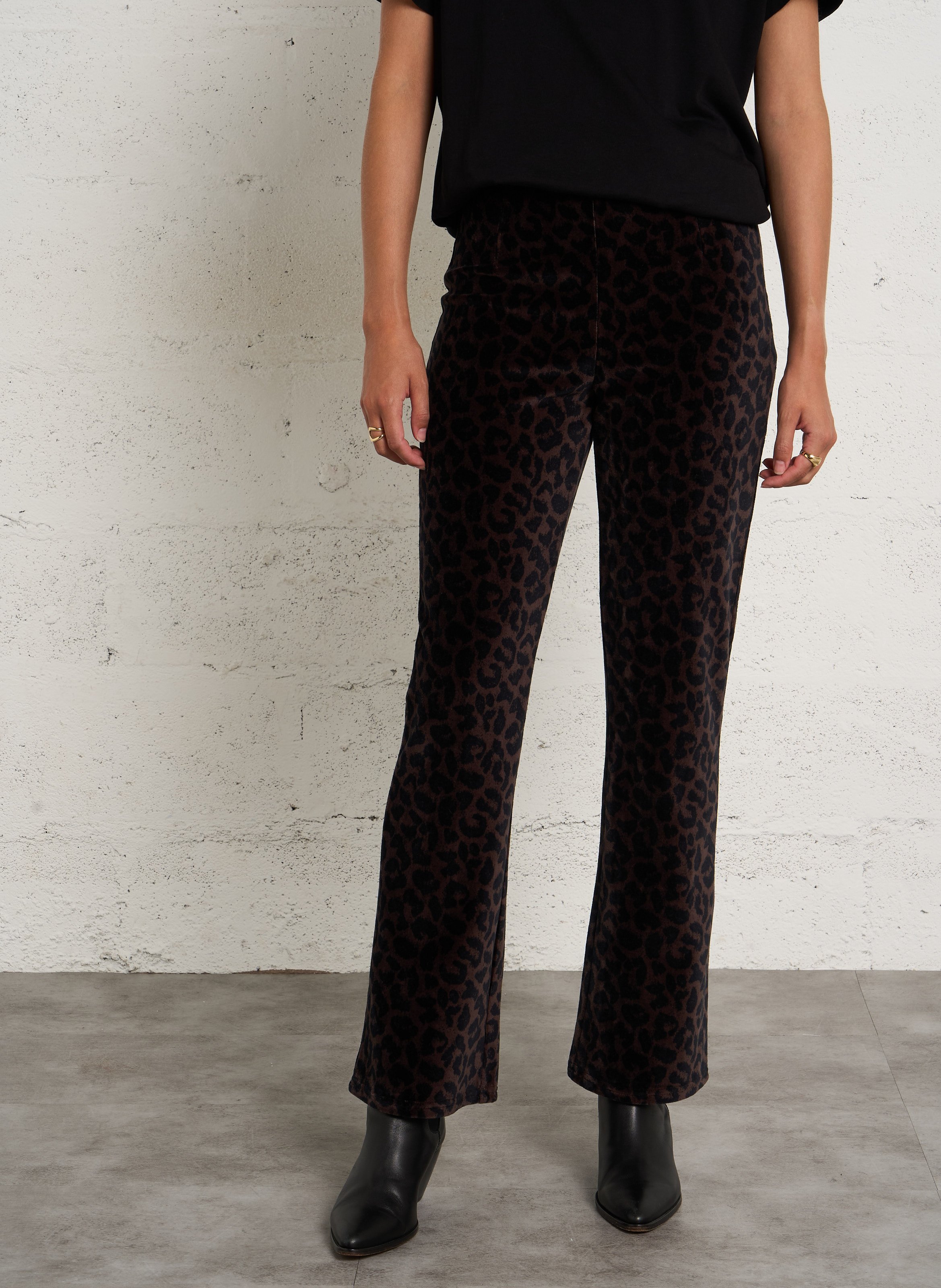 Straight-leg printed cotton-blend pants DES PETITS HAUTS Brown