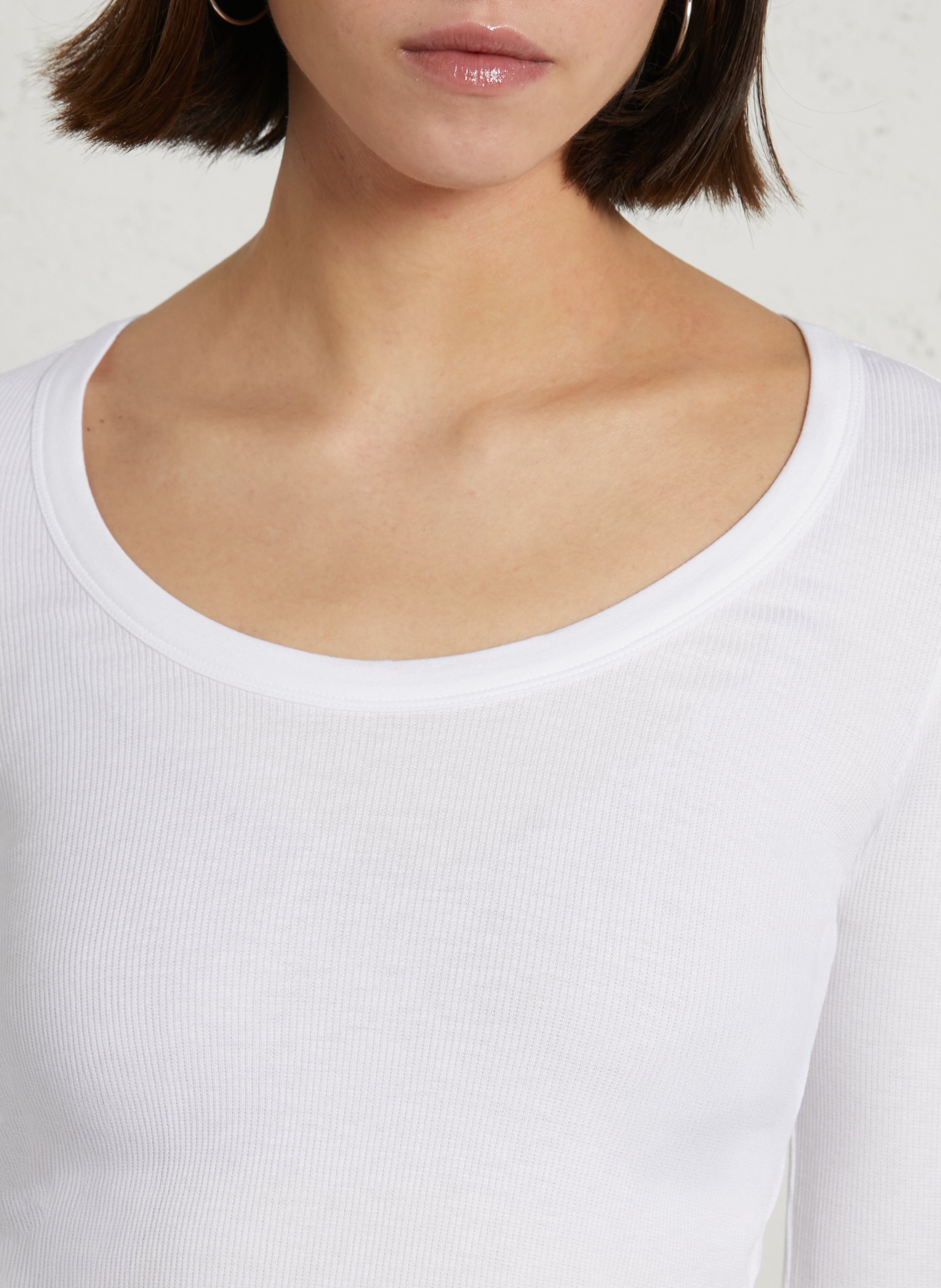 Ribbed round-neck fitted T-shirt MAJESTIC FILATURES White