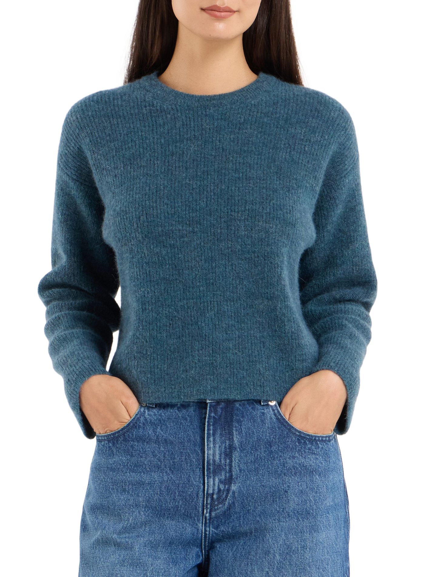 Round neck pullover in blended alpaca - Baylory SAISON 1865 Blue