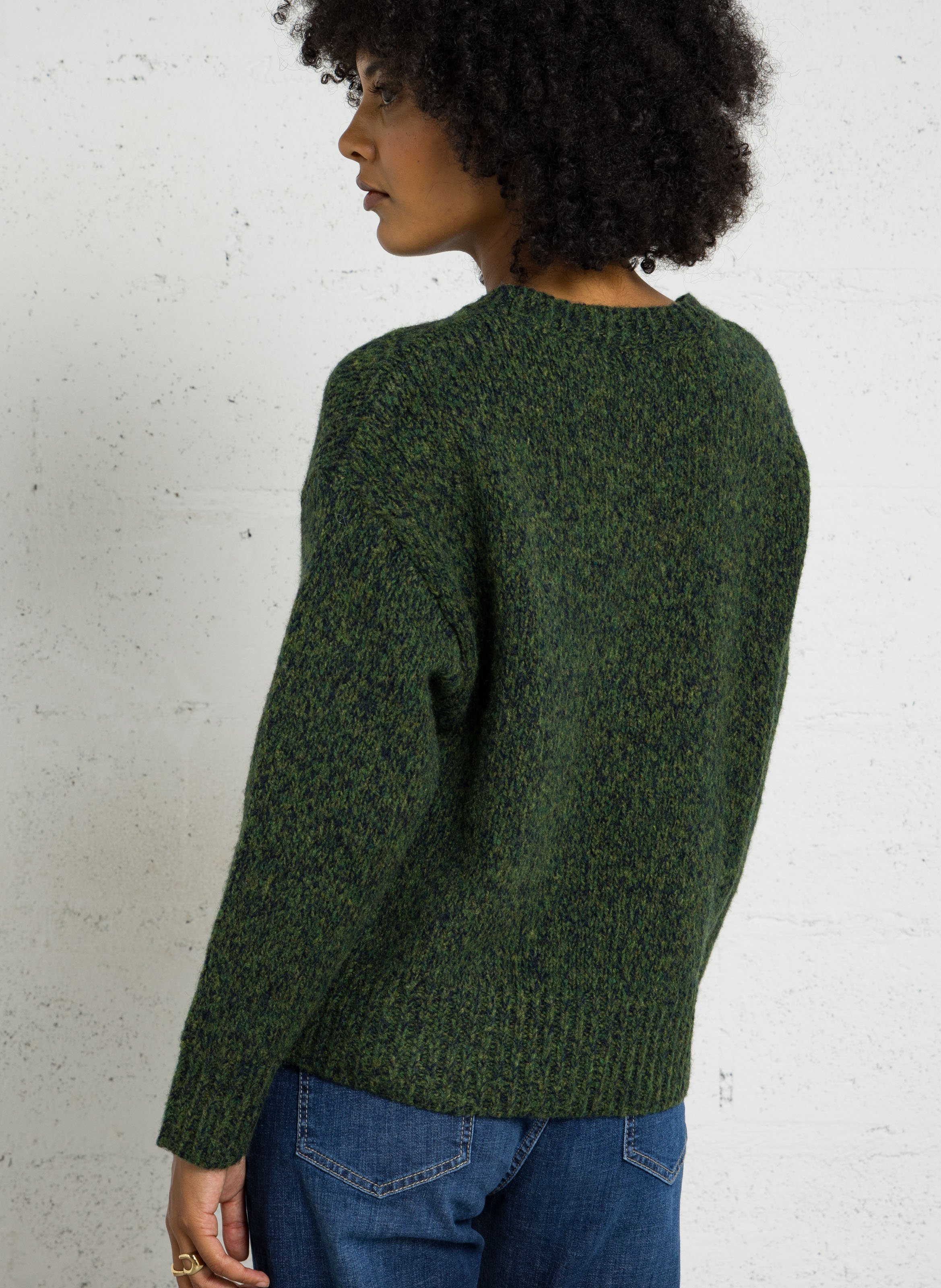 Gerader Rundhalsausschnitt-Pullover aus bedruckter Wollmischung NICE THINGS Khaki