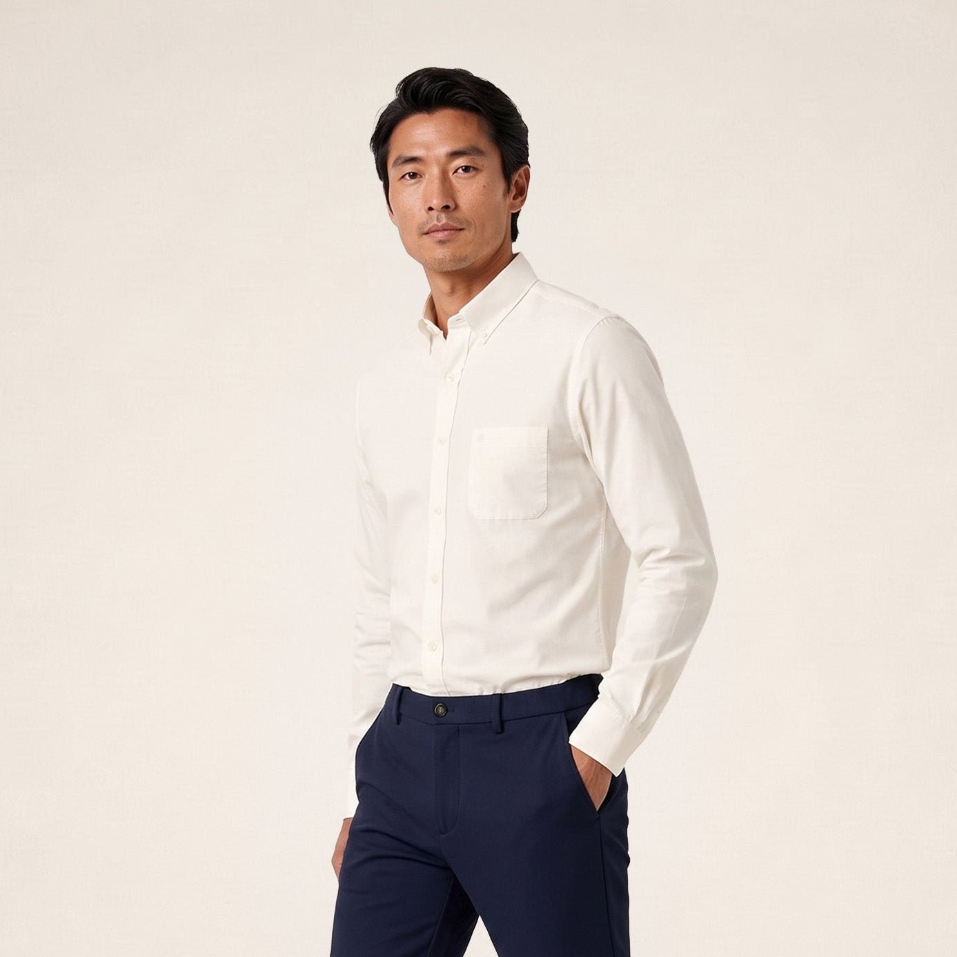 White cotton poplin long-sleeve shirt SERGE BLANCO White