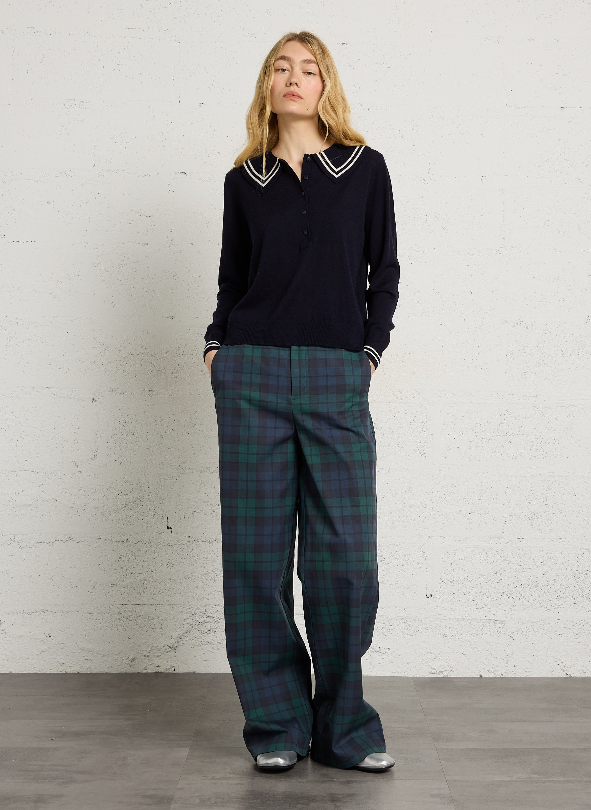 Wijde, geruite broek THE TINY BIG SISTER Veelkleurig