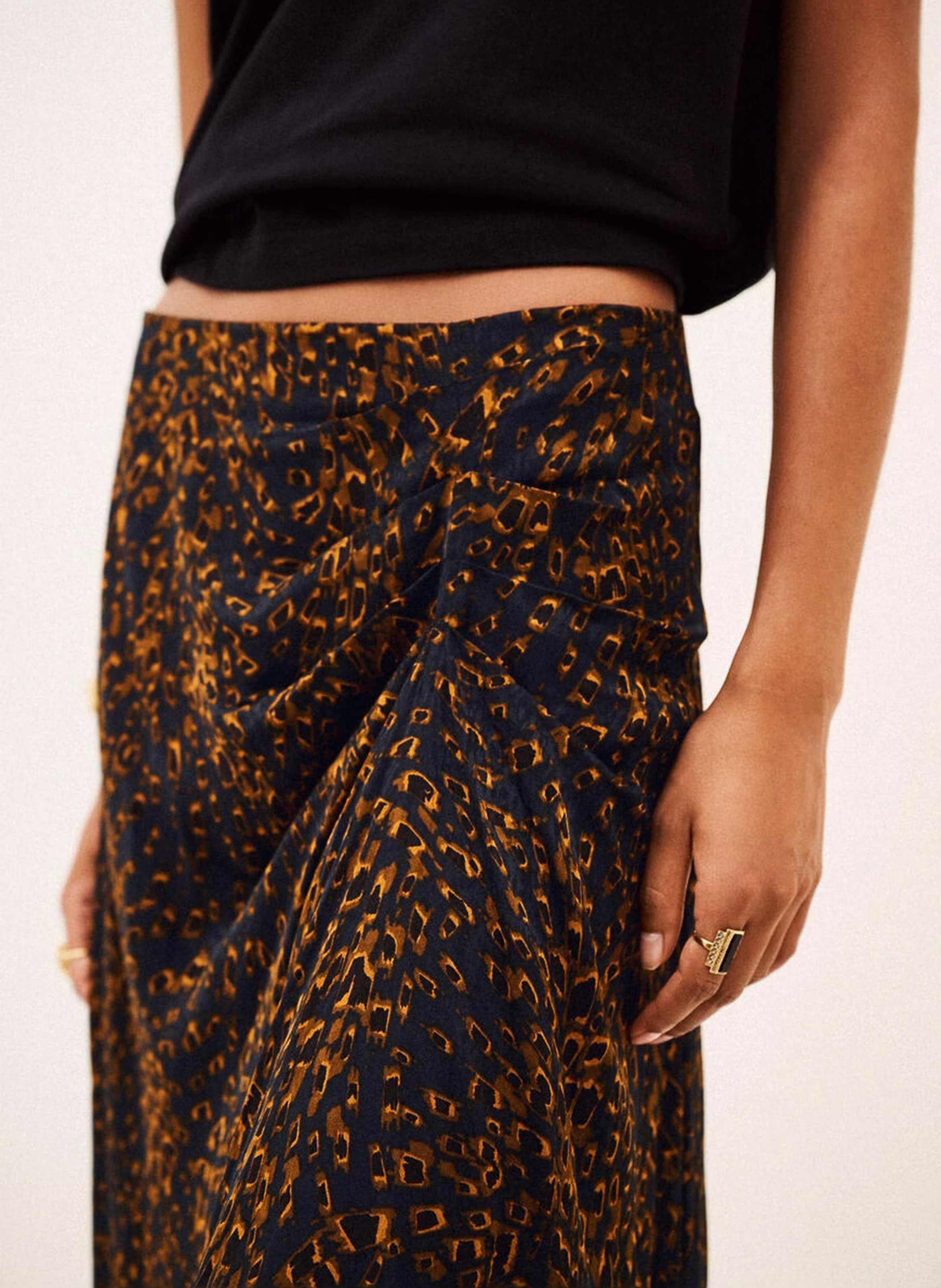 Midi asymmetrischer Rock mit Mustern BA&SH Blau