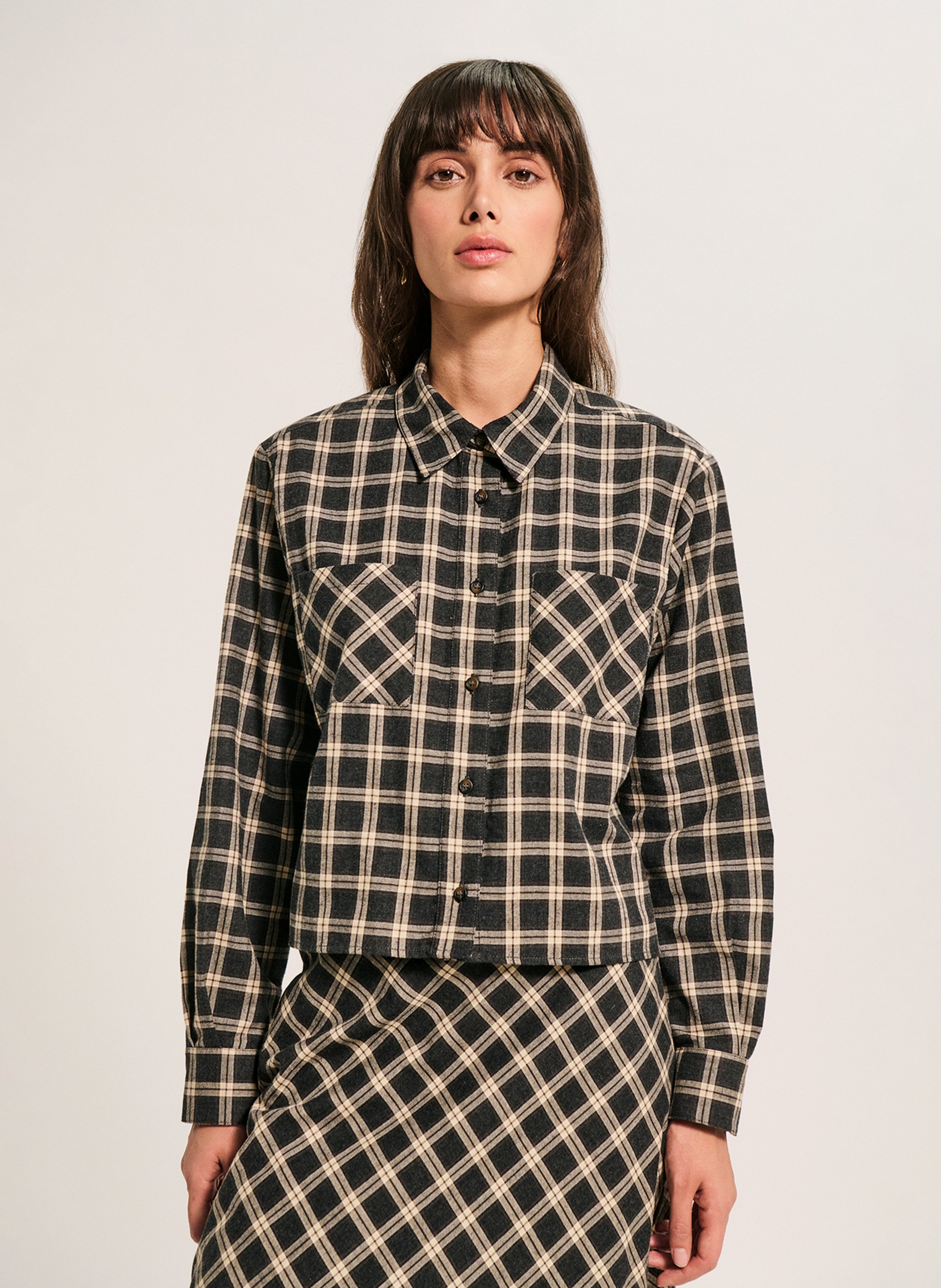 Chemise col classique en coton PABLO Gris