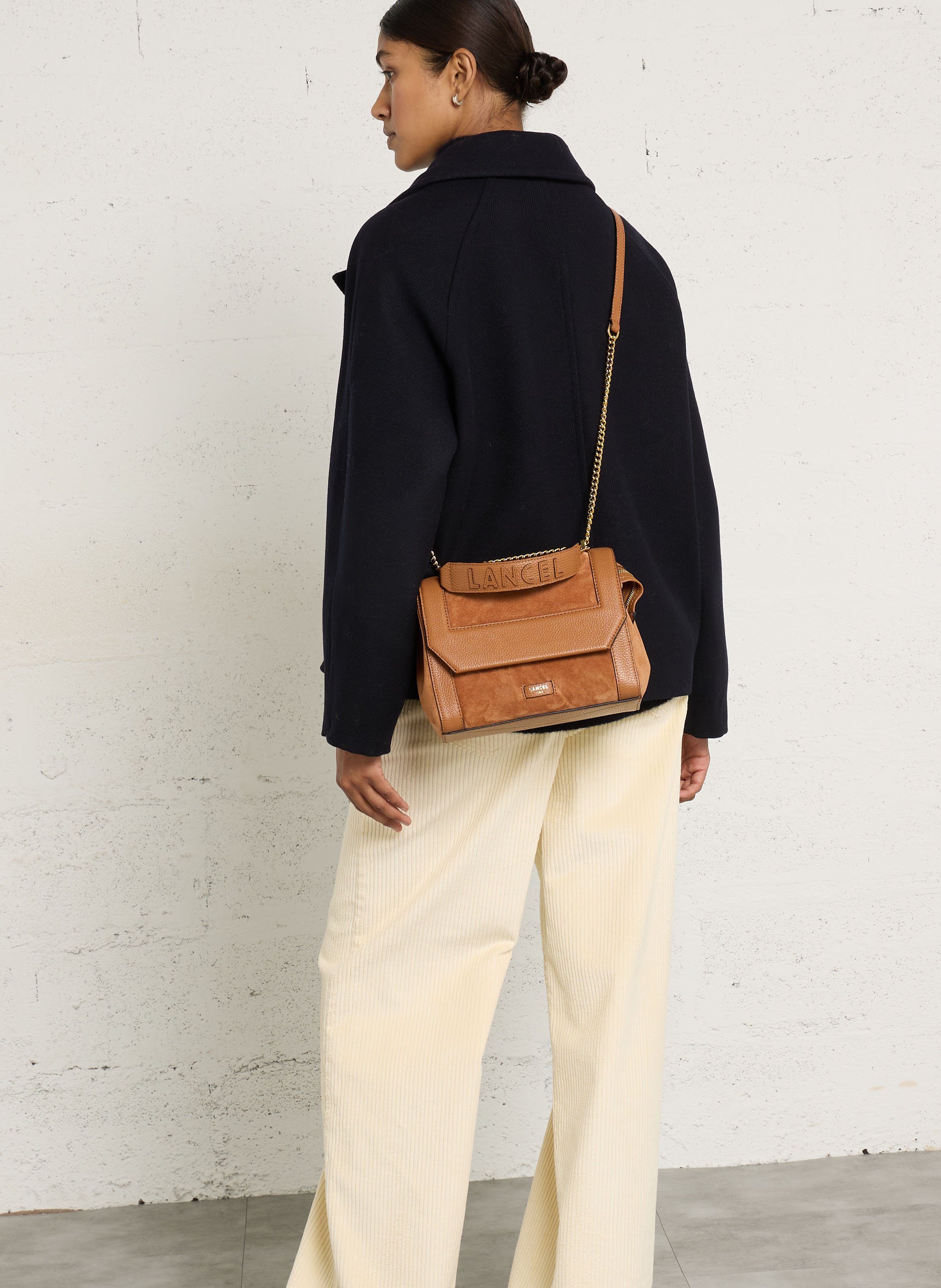 Leren schoudertas met klep LANCEL Beige