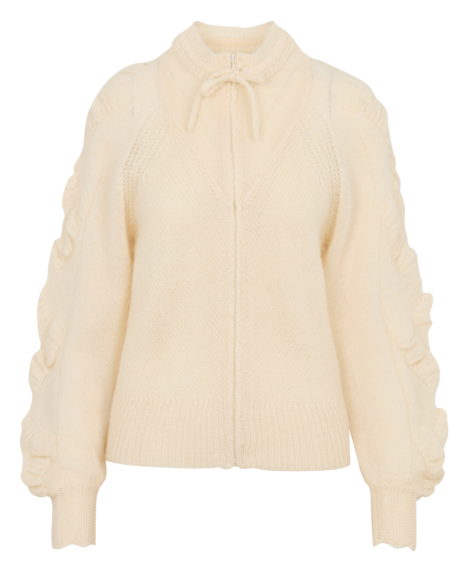 Gerade geschnittene Strickjacke mit Reißverschluss aus Wollmischung COTELAC Beige