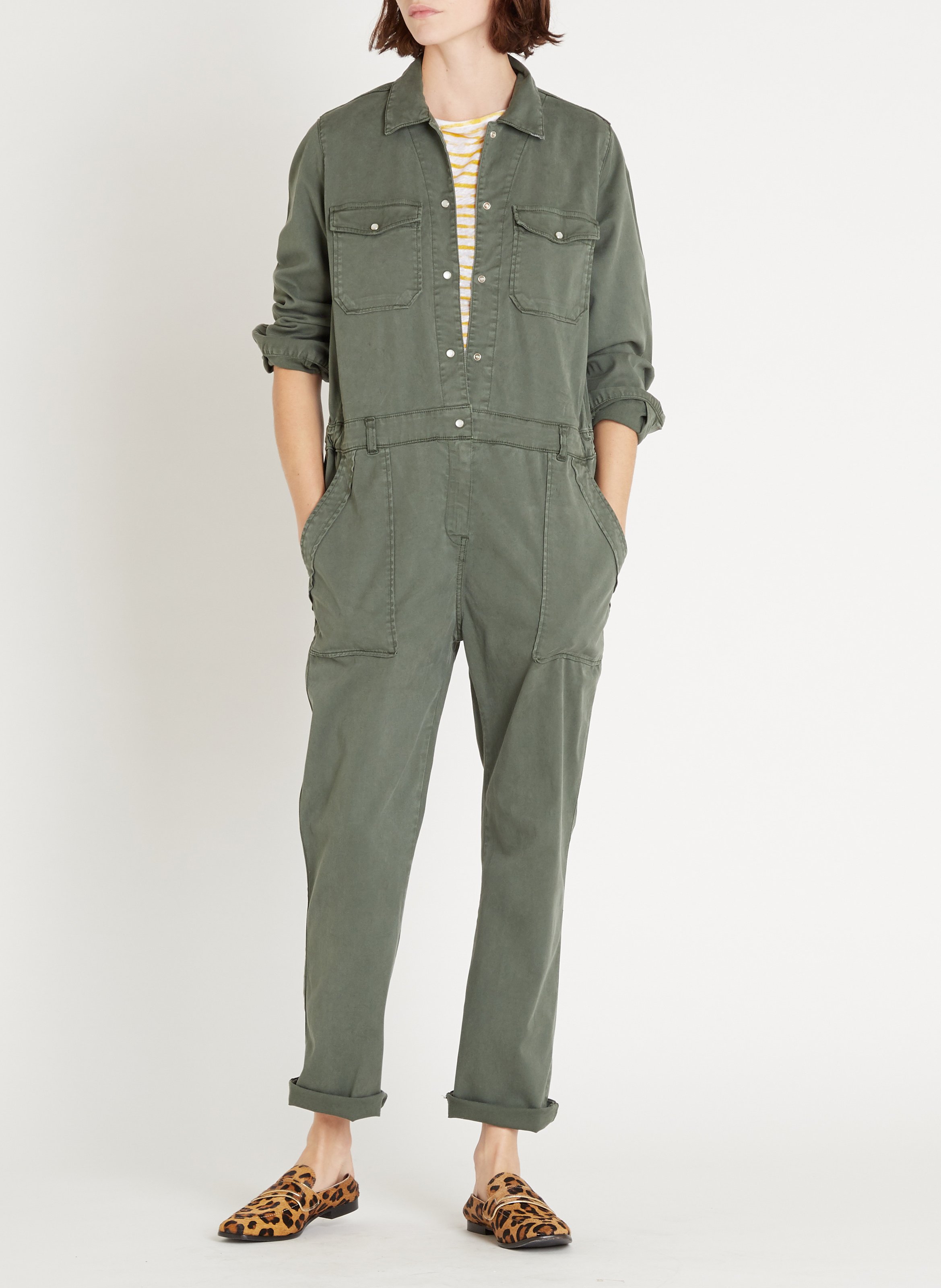 Tencel shirt jumpsuit ACQUAVERDE Green