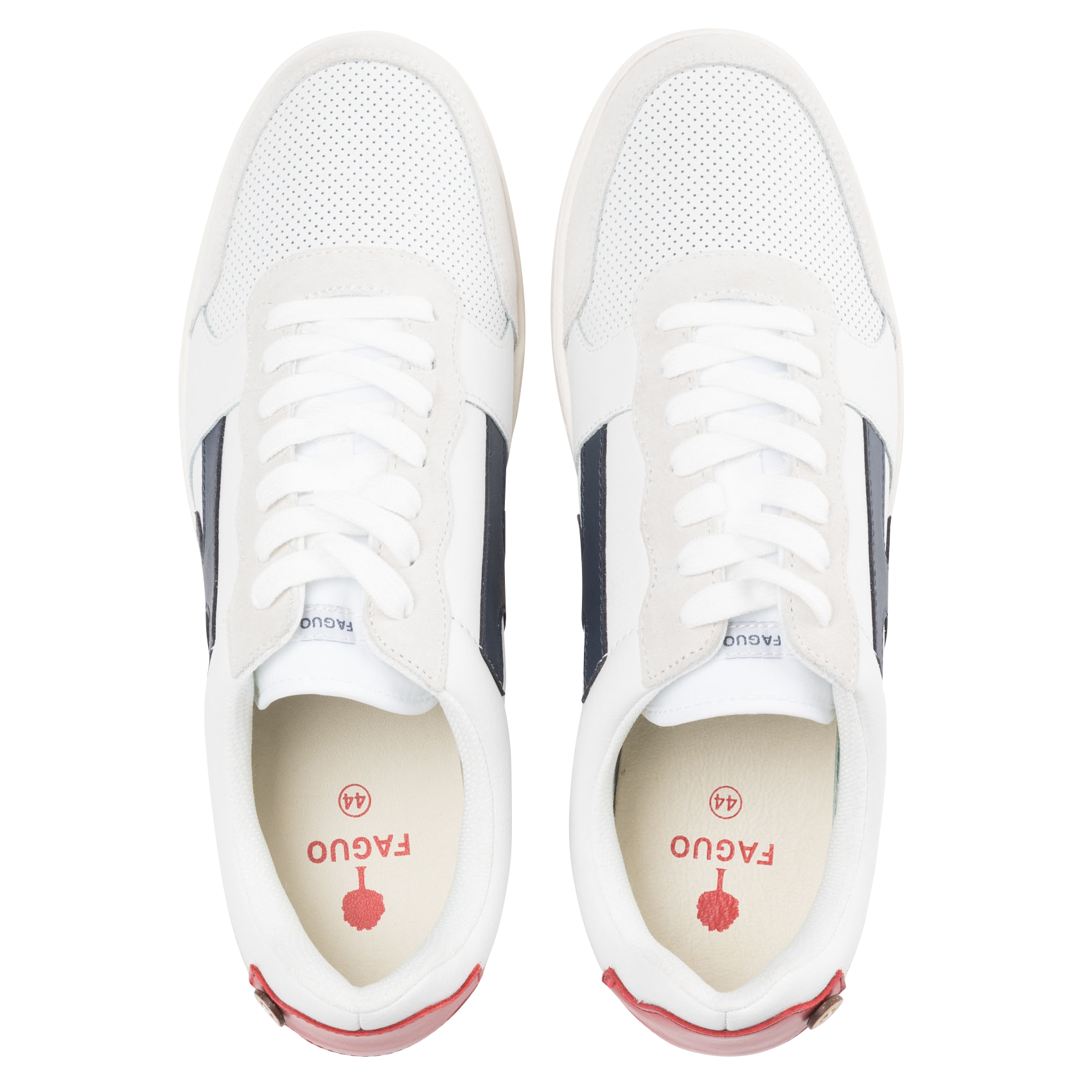 Low-top mixed leather trainers FAGUO Beige