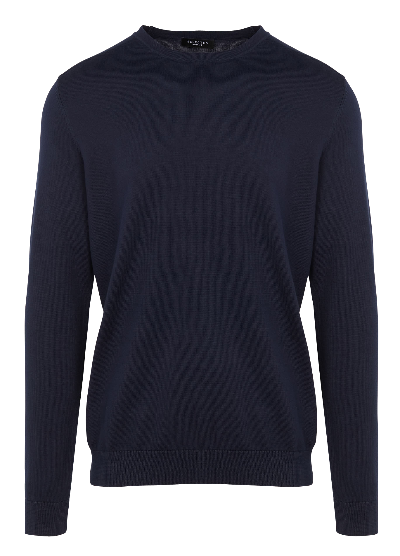 Regular-fit round-neck cotton sweater Blue