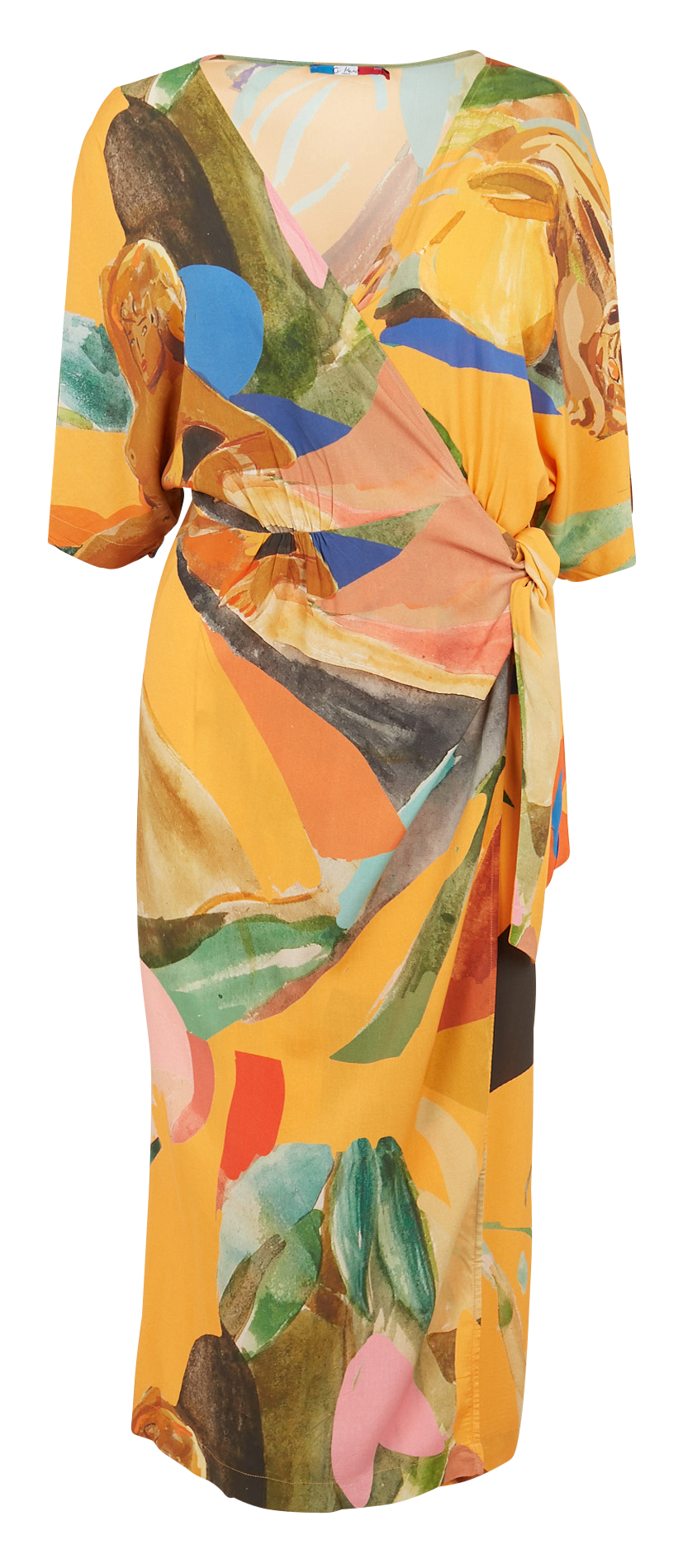 Langes Kleid mit V-Ausschnitt und Tropen-Print G.KERO Orange