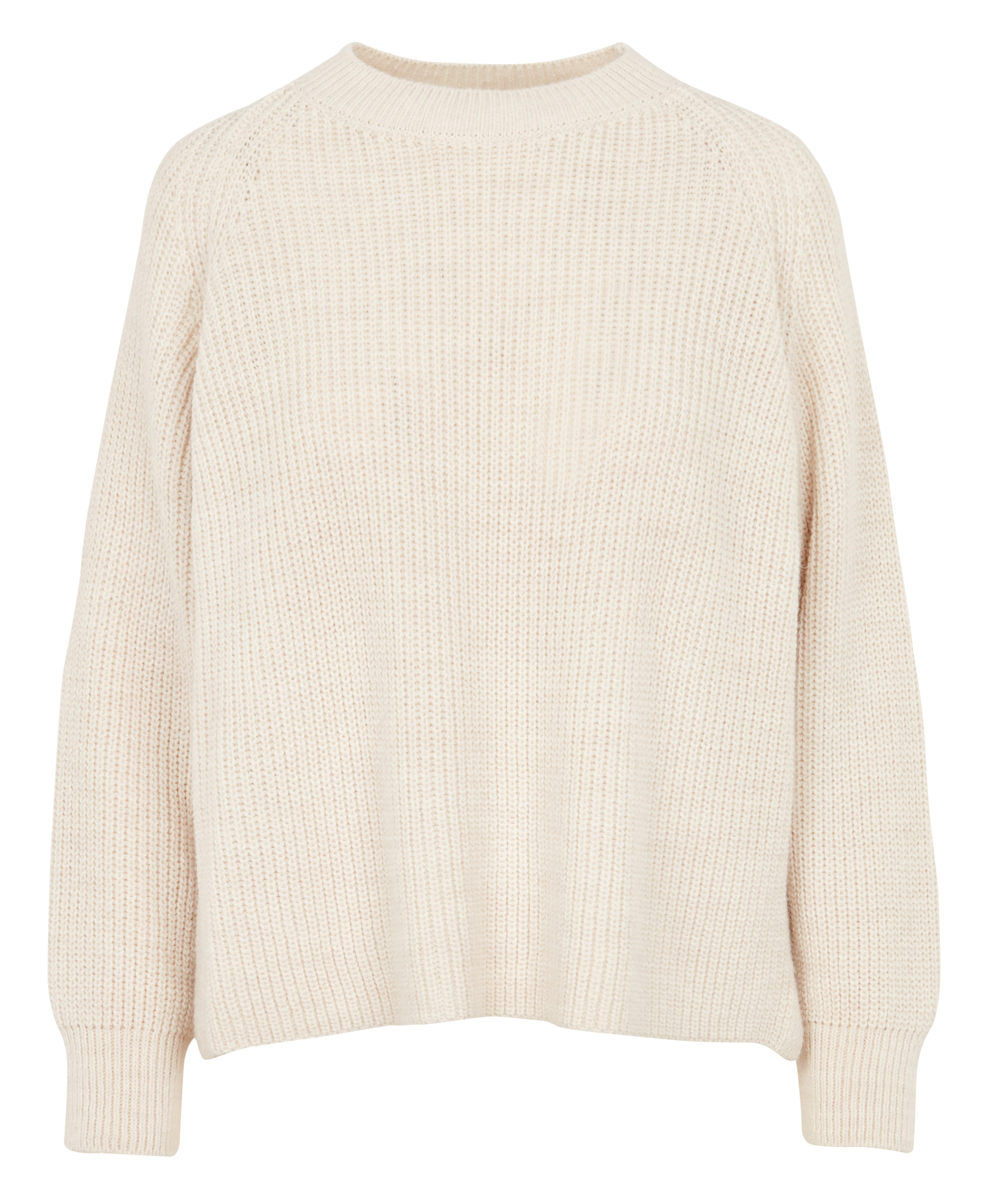 Loose-fit mixed-knit round-neck sweater LA FEE MARABOUTEE White