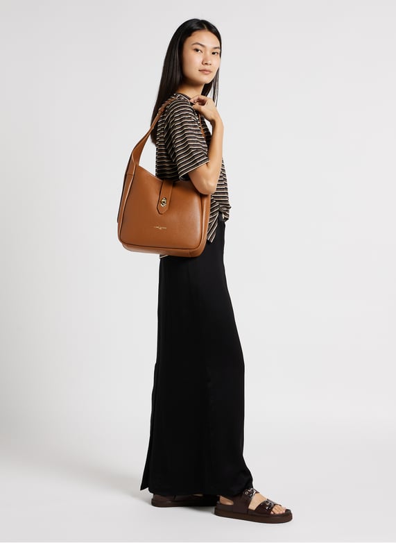 Borsa A Secchiello Lancaster Pur & Element In Pelle, Colore Avorio, Dimensioni 20x20x10 Cm, Pelletteria Francese