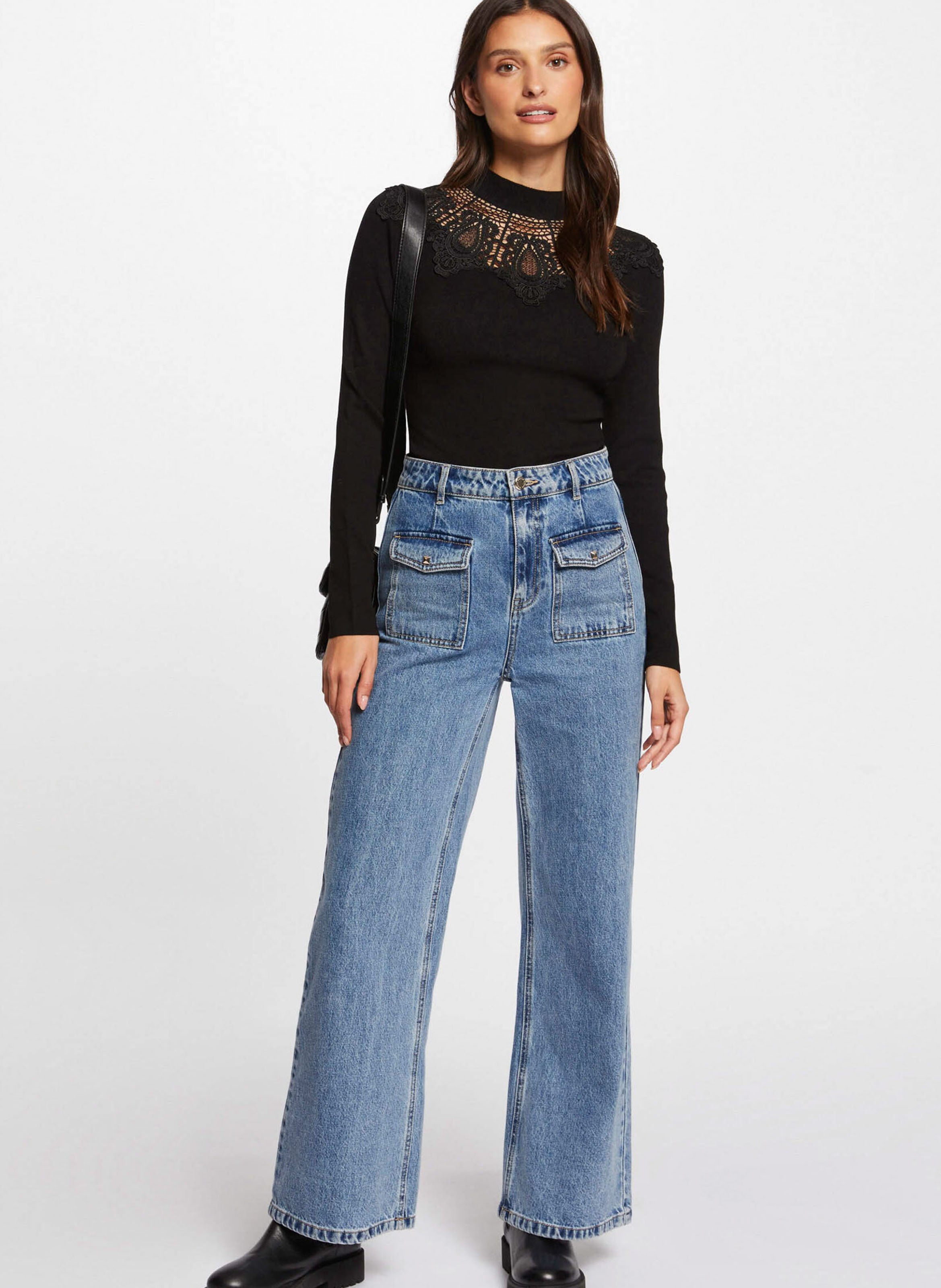 Pull ajusté à col montant MORGAN Noir