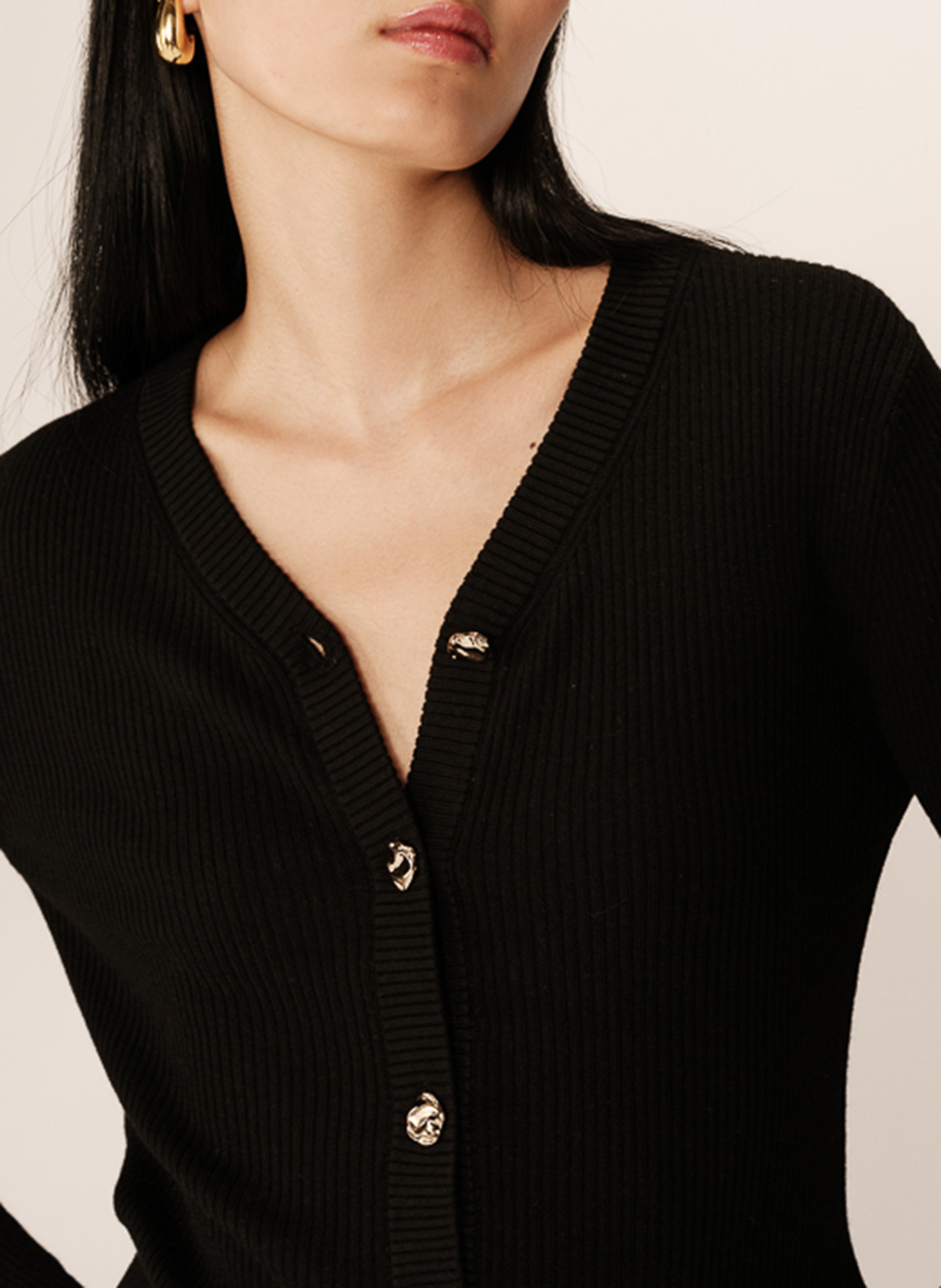 Fitted ribbed knit cardigan GRACE ET MILA Black