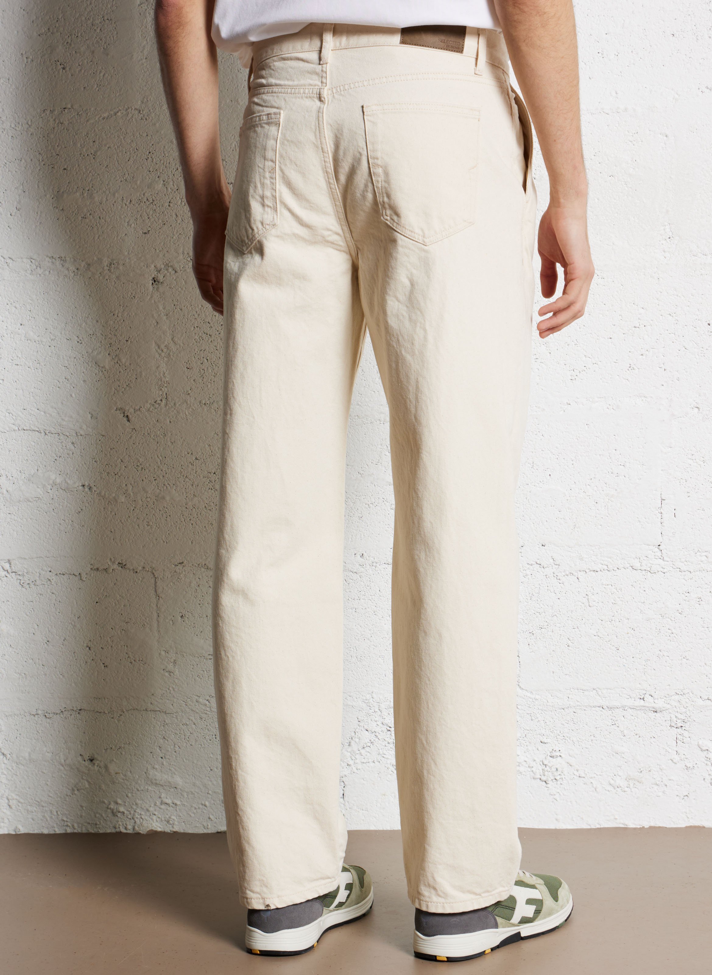 Wide-leg jeans with Italian pockets SELECTED Beige