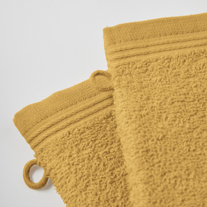Set of 2 washcloths COTON PUR Yellow