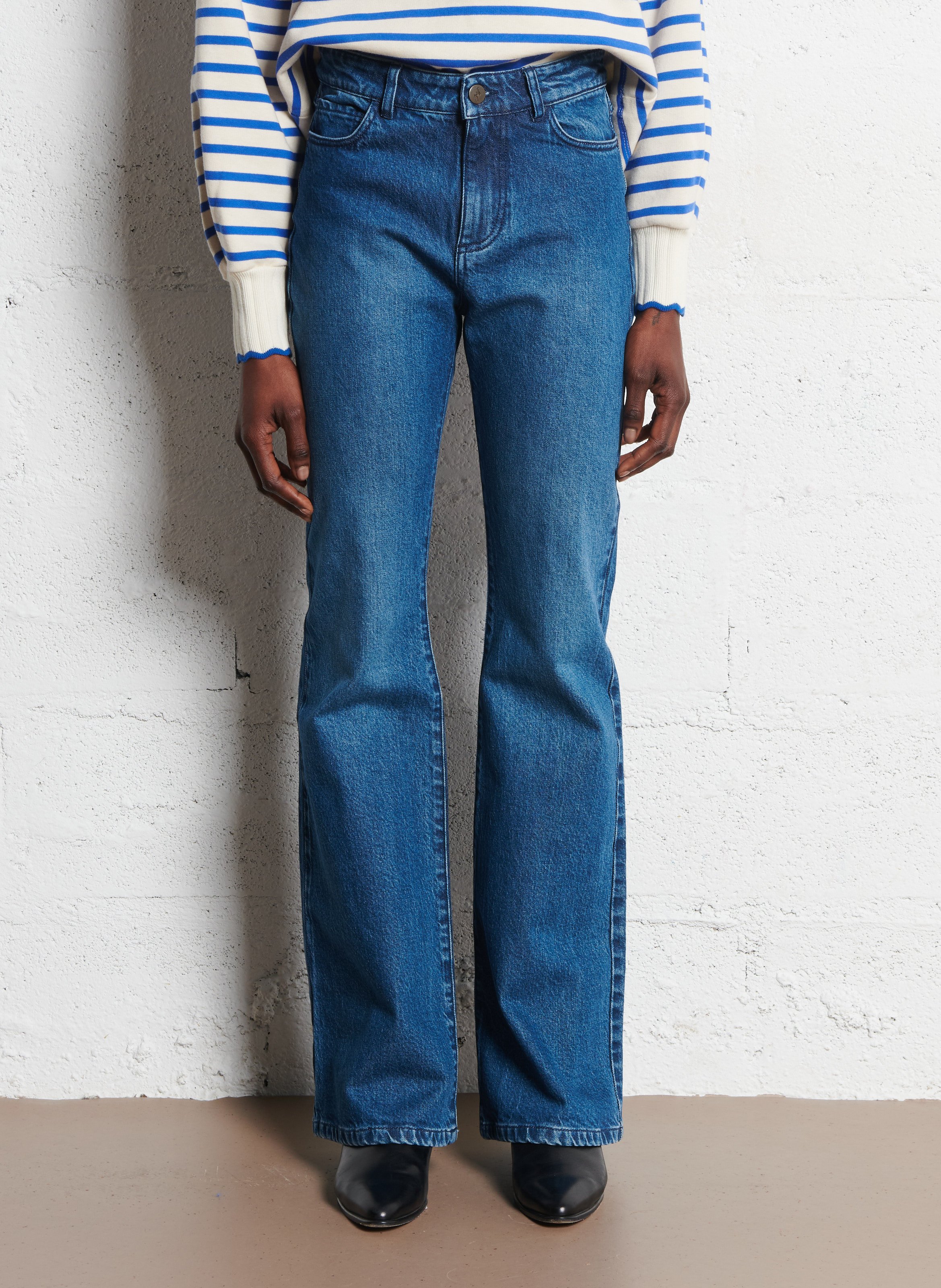 Jean évasé en coton mélangé ONE STEP Bleu