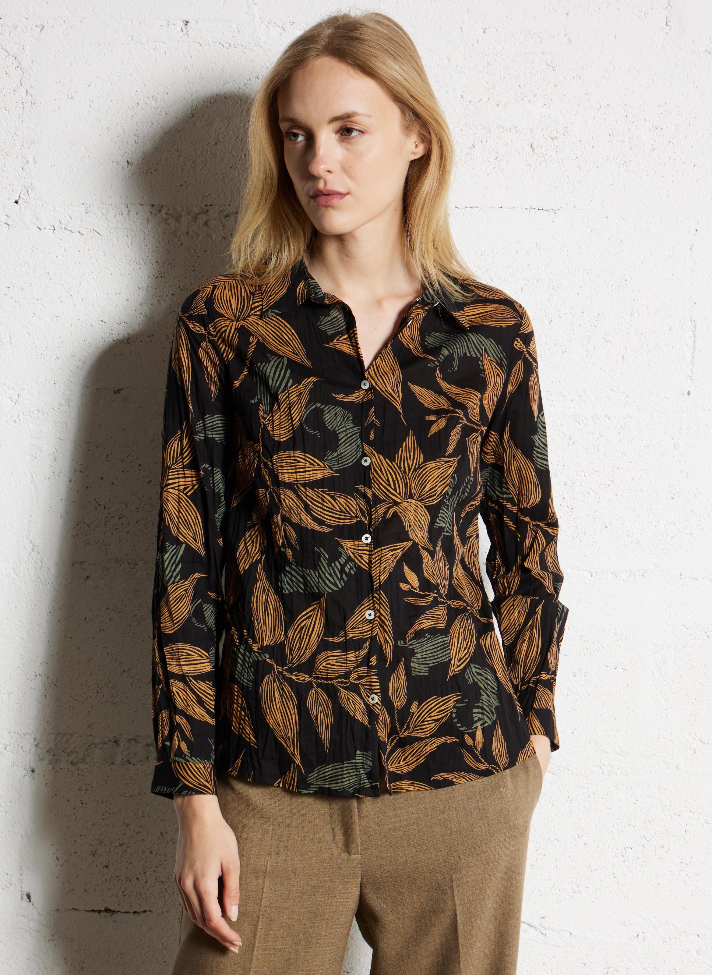 Chemise droite en coton imprimé NICE THINGS Noir