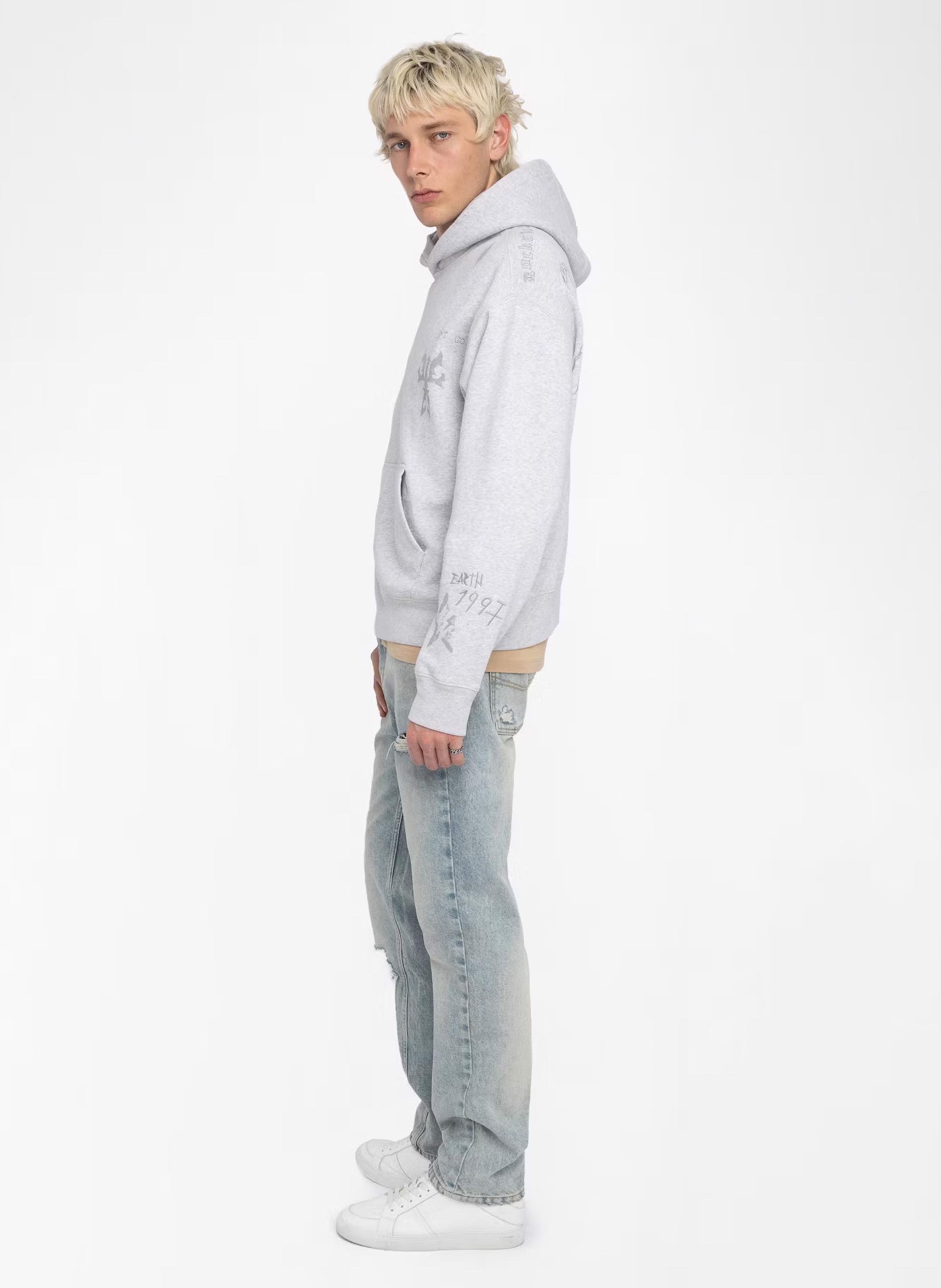 Sweat à capuche en coton imprimé ZADIG&amp;VOLTAIRE Gris