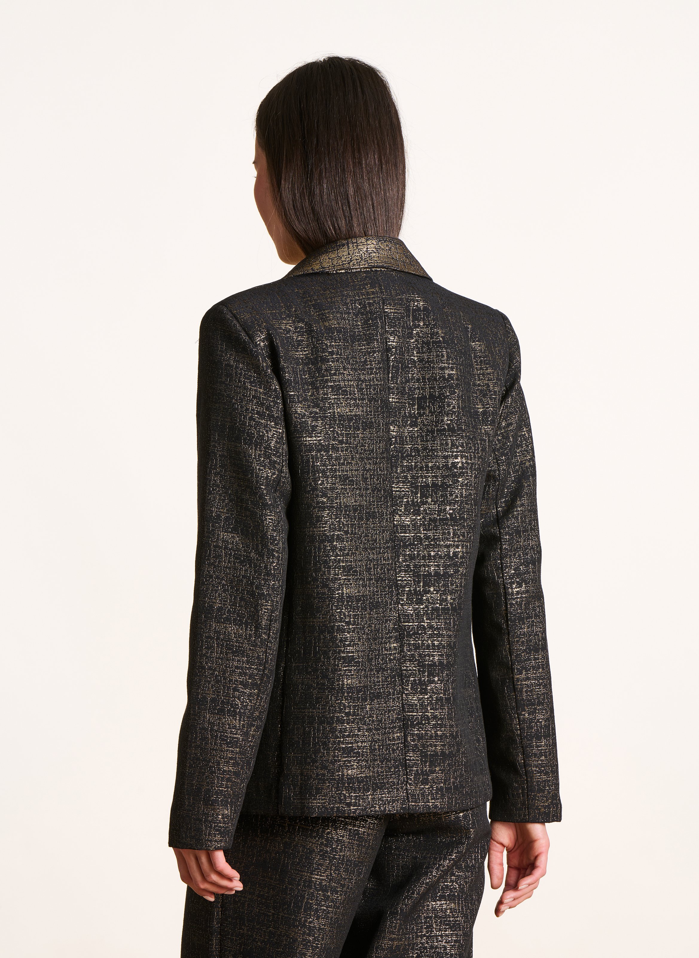 Tailored blazer jacket in jacquard fabric LA FEE MARABOUTEE Black