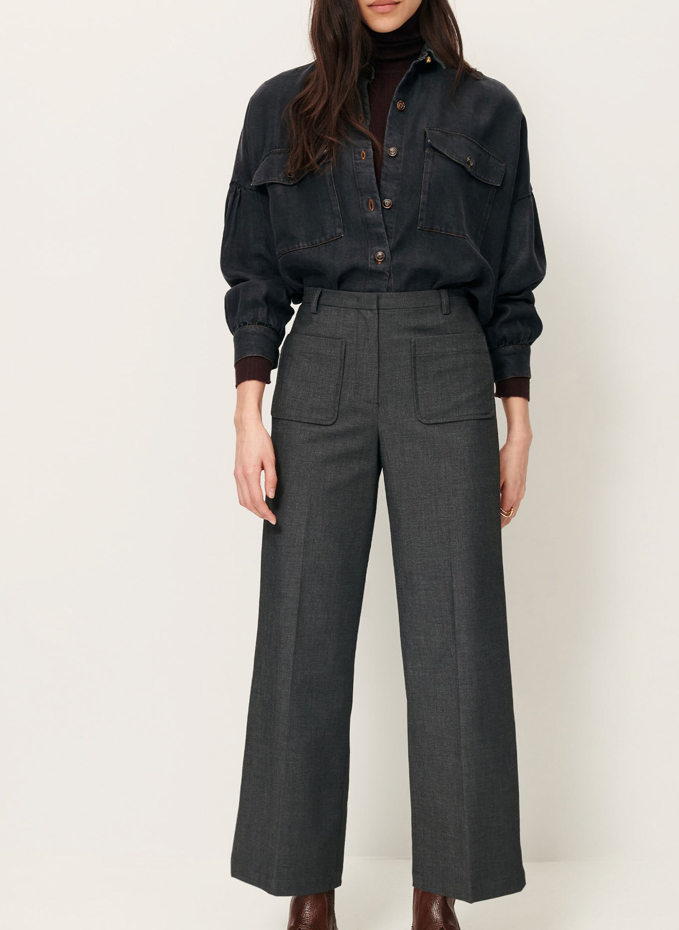 Straight 7/8 pants SESSUN Grey