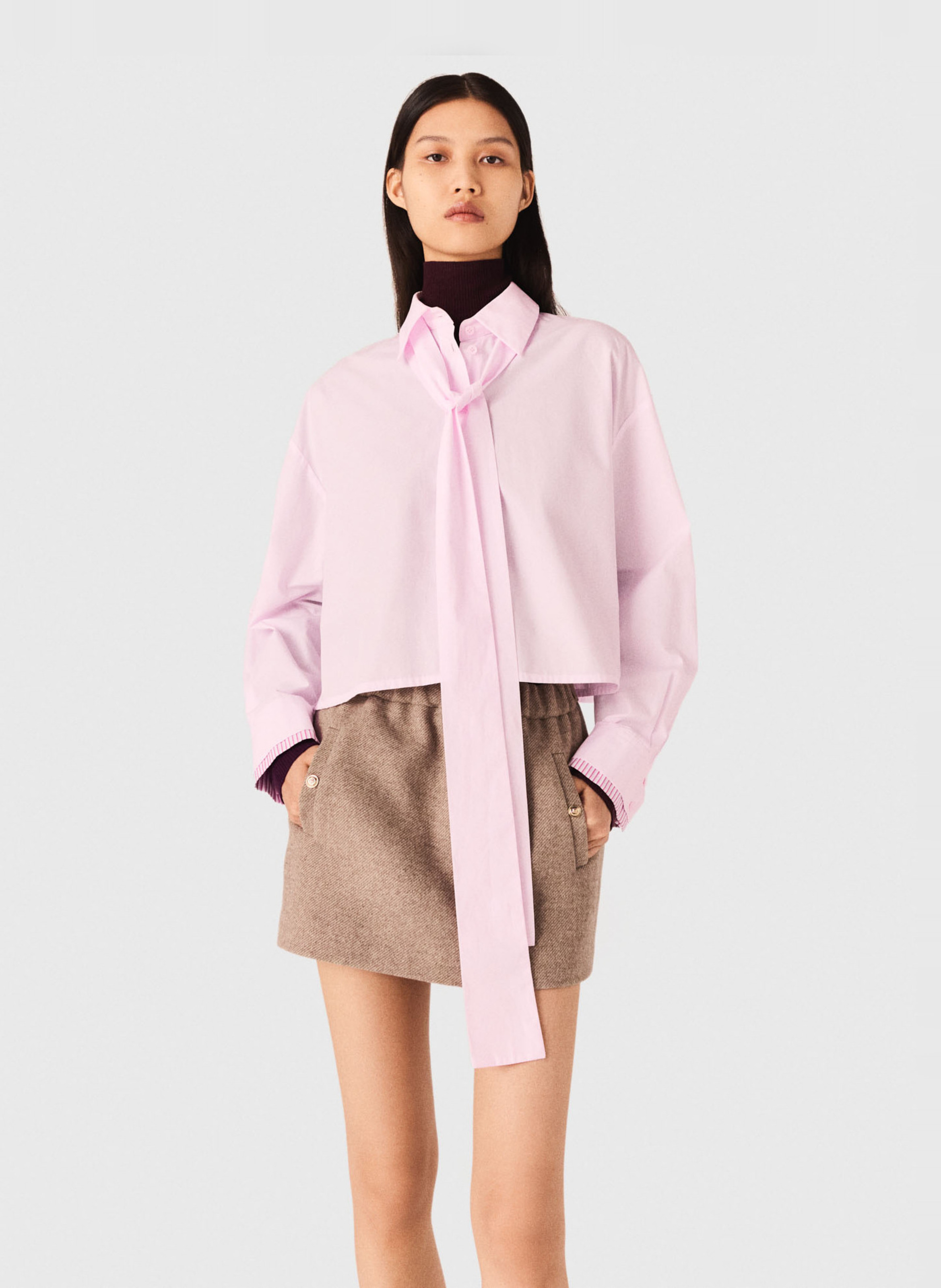 Katoenen blouse met ronde hals MAJE Roze