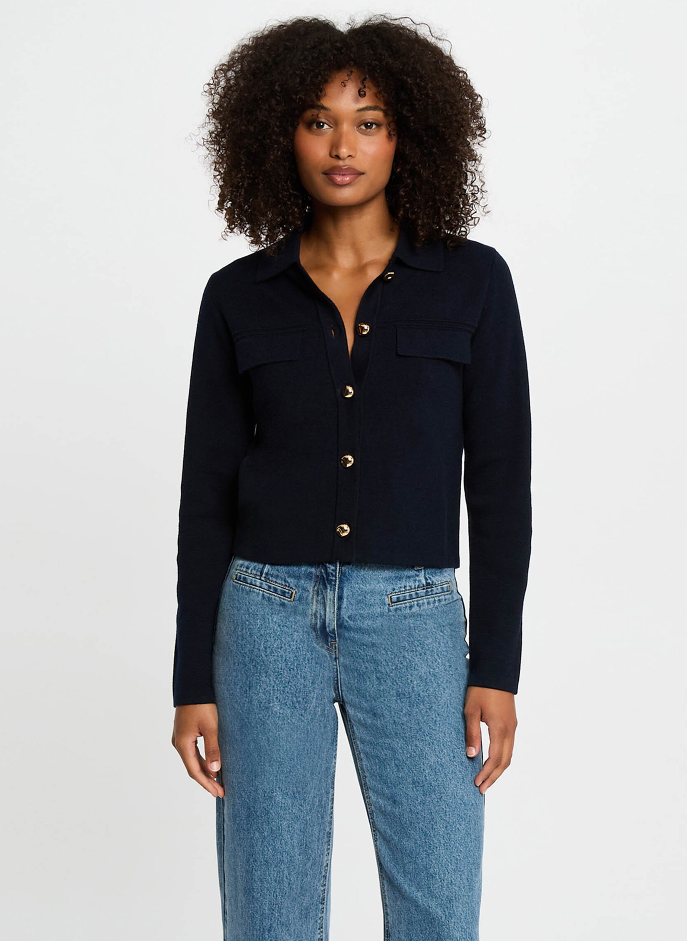 Cardigan with classic collar MORGAN