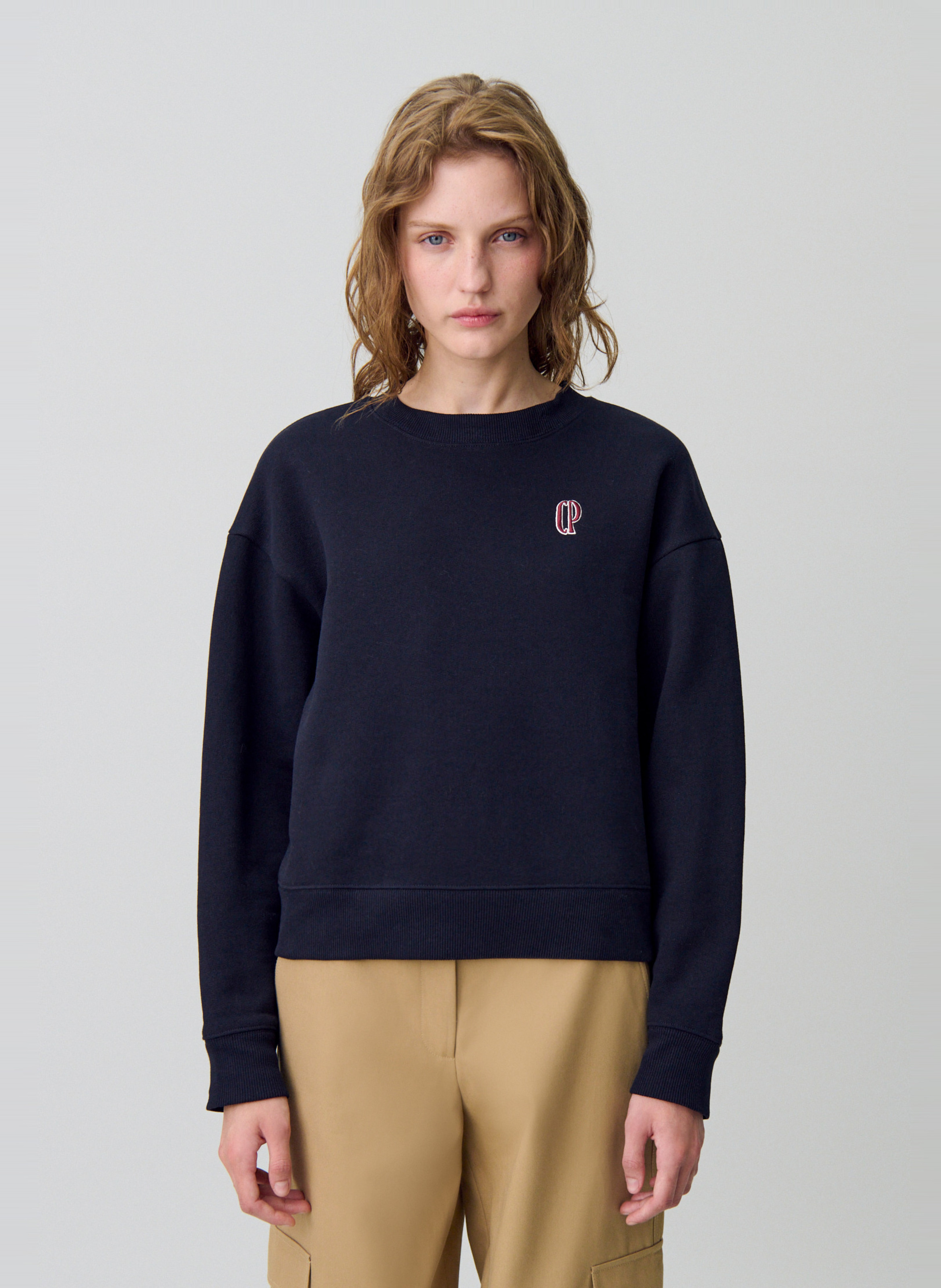 Cotton-mix round-neck sweatshirt CLAUDIE PIERLOT Blue
