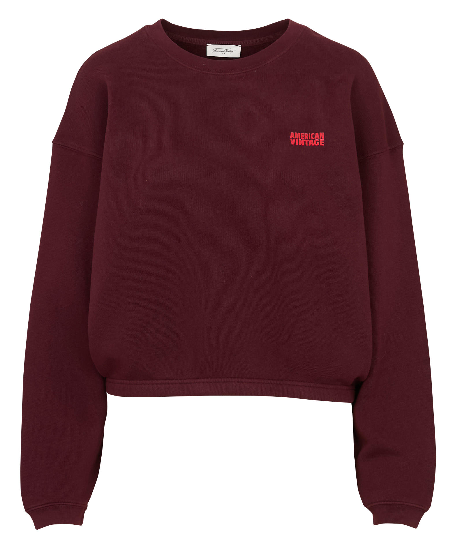 Kurzes Sweatshirt aus Baumwoll-Mix mit Rundhalsausschnitt AMERICAN VINTAGE Rot