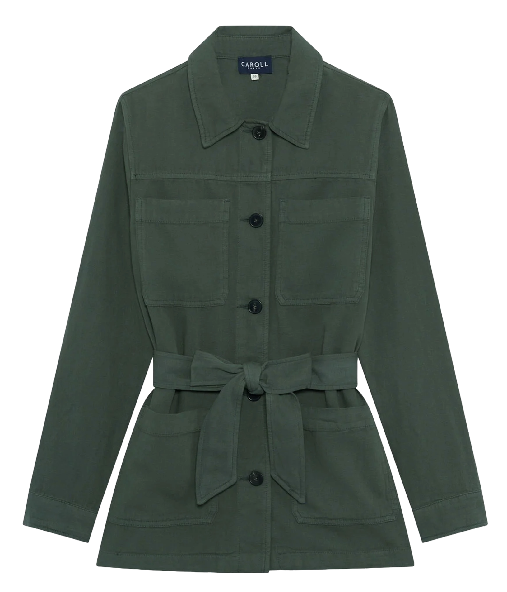 Cotton-blend coat with classic collar CAROLL Green