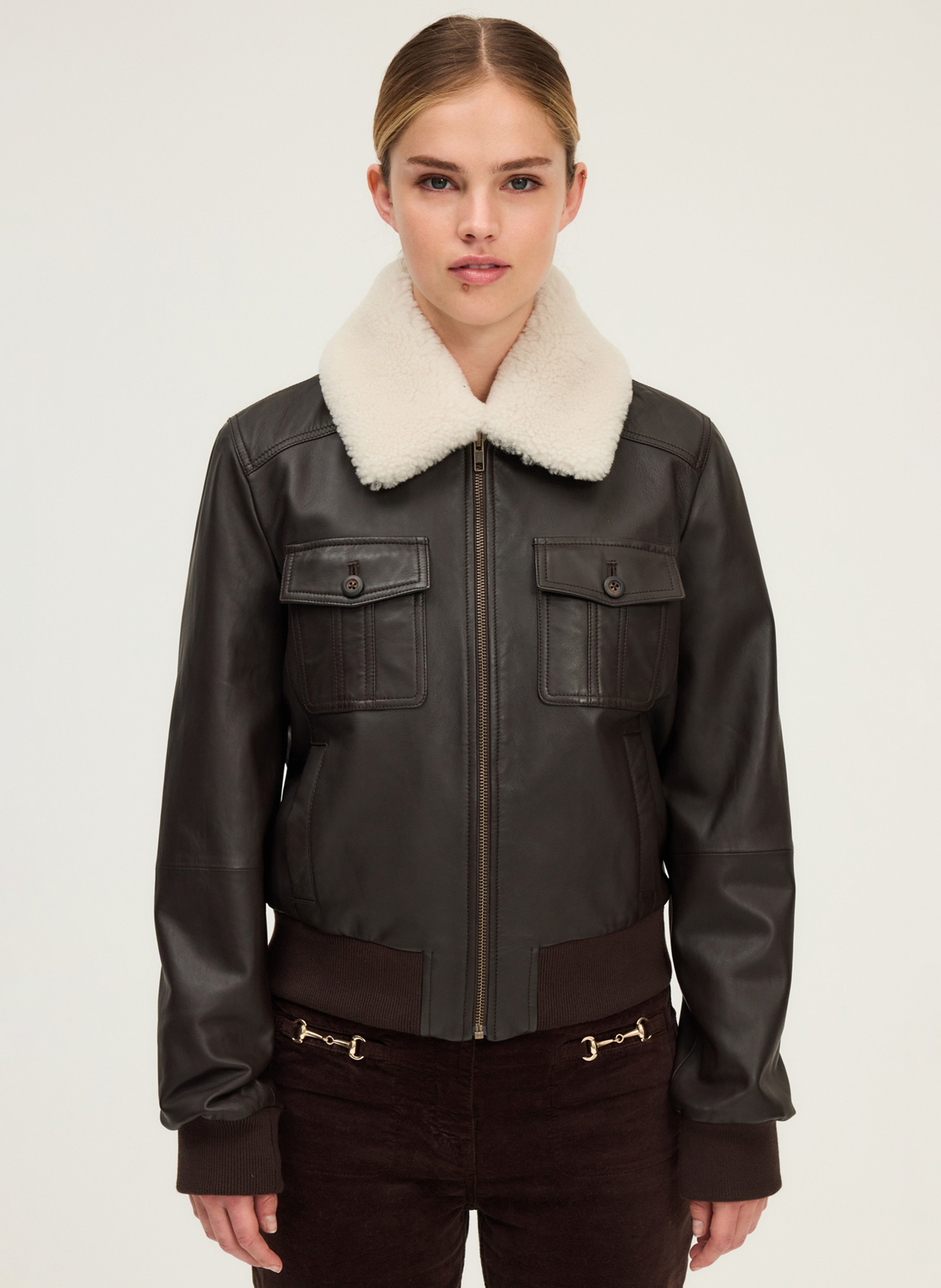 Blouson en cuir PABLO Marron